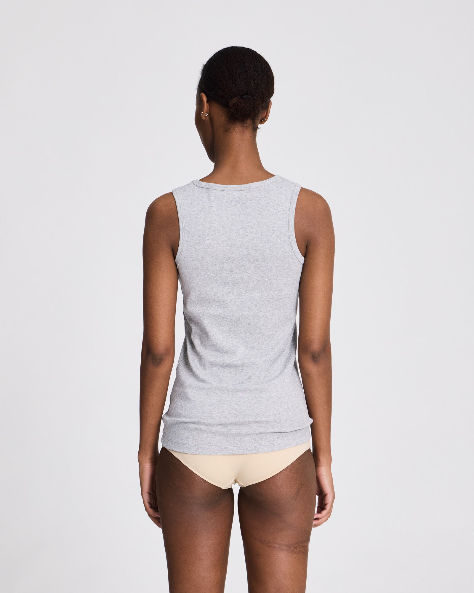 GAI+LISVA Alberte Cotton 1x1 RIB Top Tops & T-shirts 601 Light Grey Melange