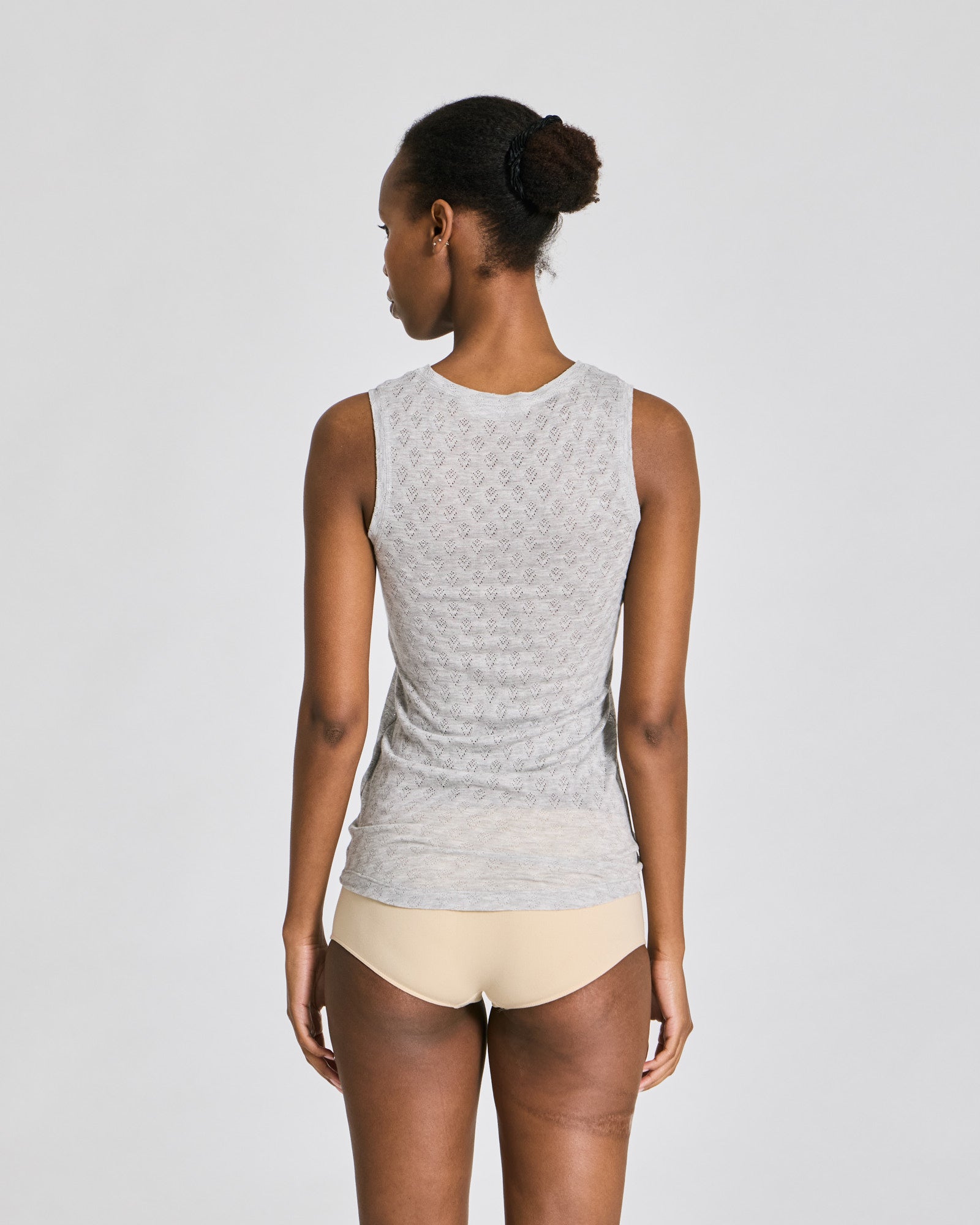 GAI+LISVA Alberte S´less Silk Top Tops & T-shirts 601 Light Grey Melange