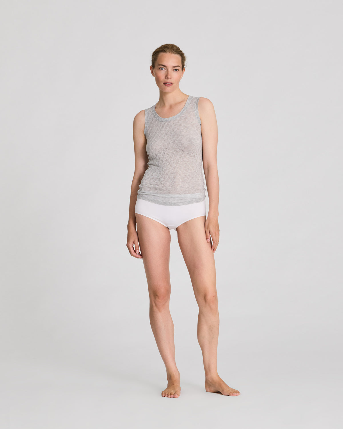 GAI+LISVA Anastasia S´less Silk Top Tops & T-shirts 601 Light Grey Melange