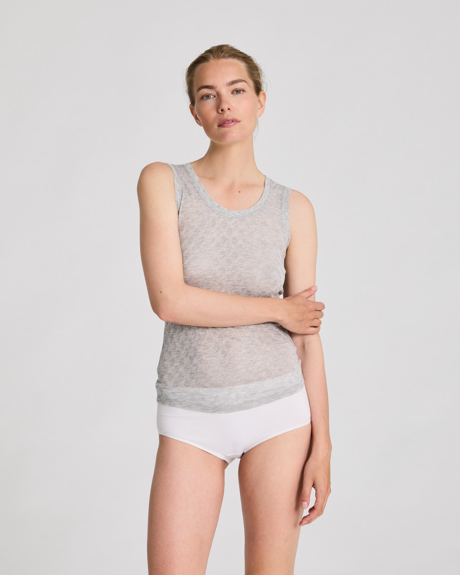 GAI+LISVA Anastasia S´less Silk Top Tops & T-shirts 601 Light Grey Melange