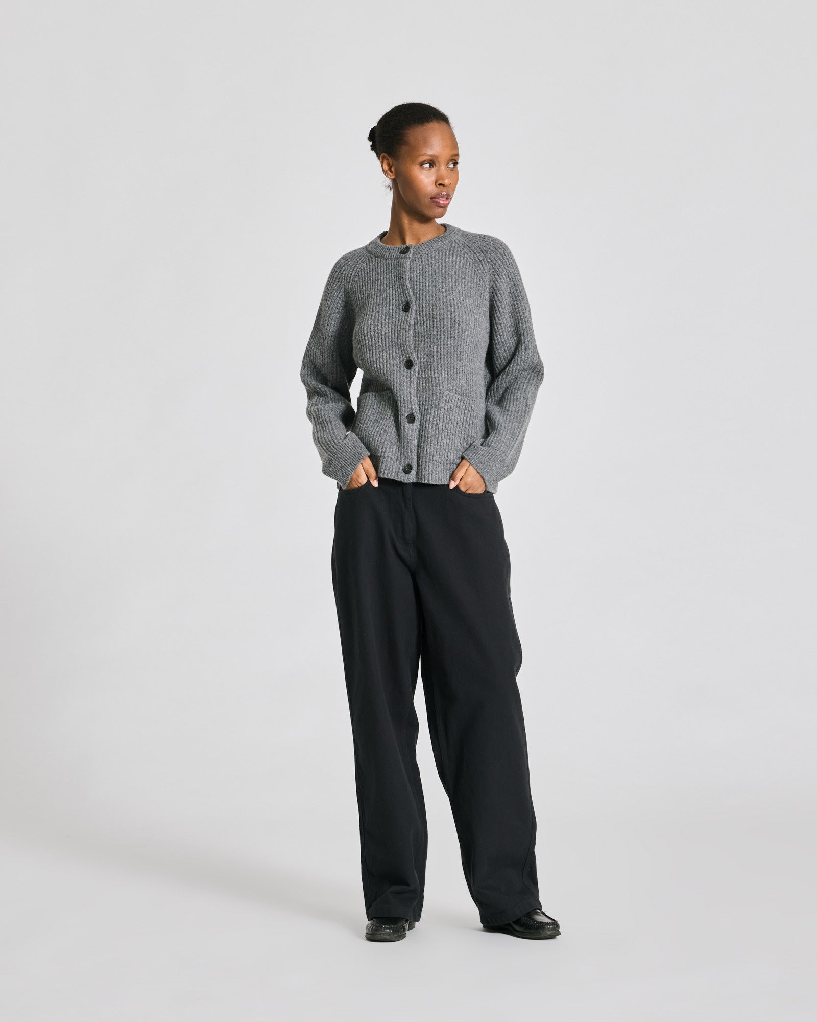 GAI+LISVA Augusta L/S Cardigan Lambswool Knit Lambswool l Knitwear 631 Grafitti Grey Melangé