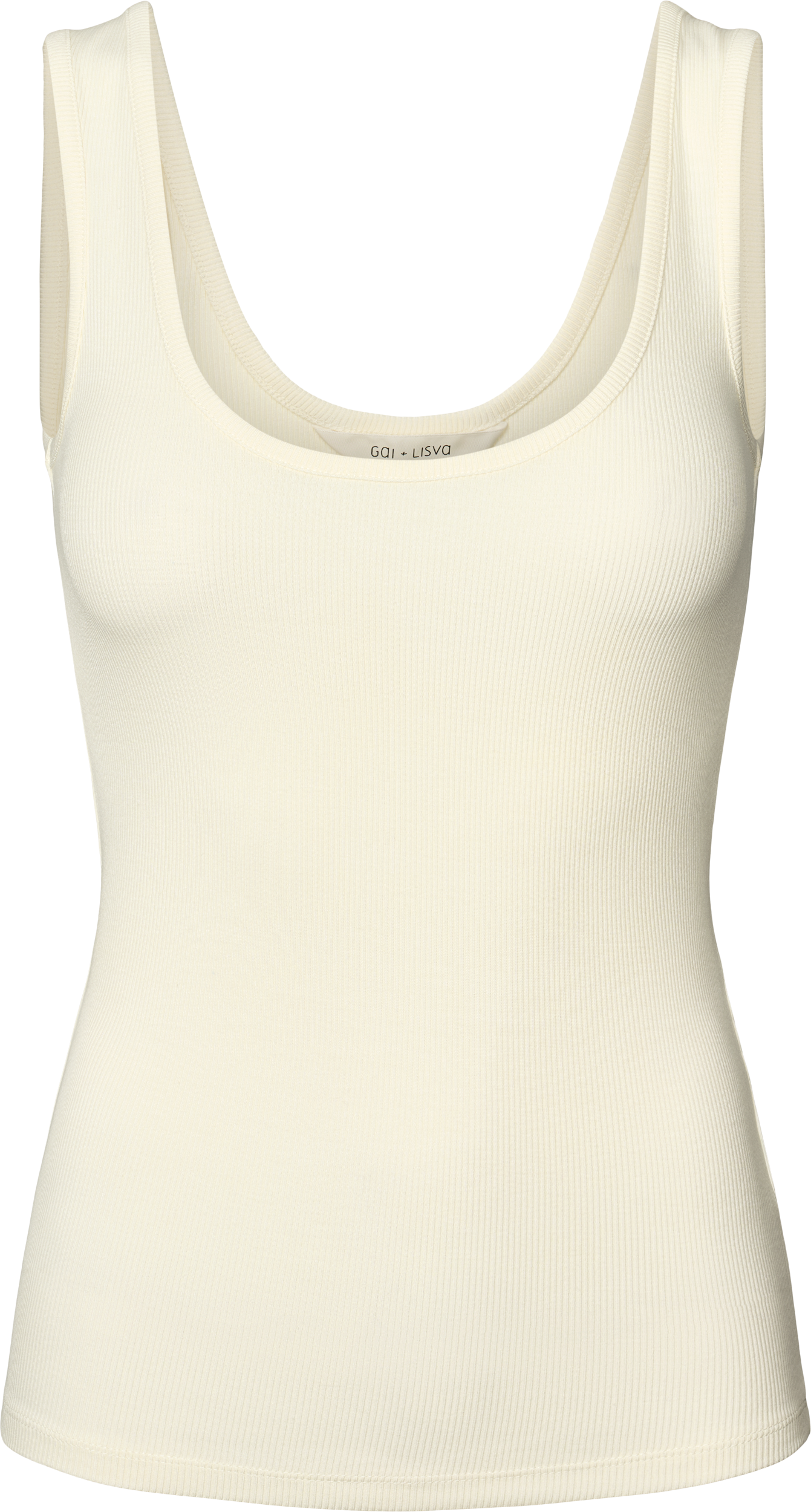 GAI+LISVA Bodil Viscose S´less Stretchable Top 2x2 Rib Tops & T-shirts 762 Egret