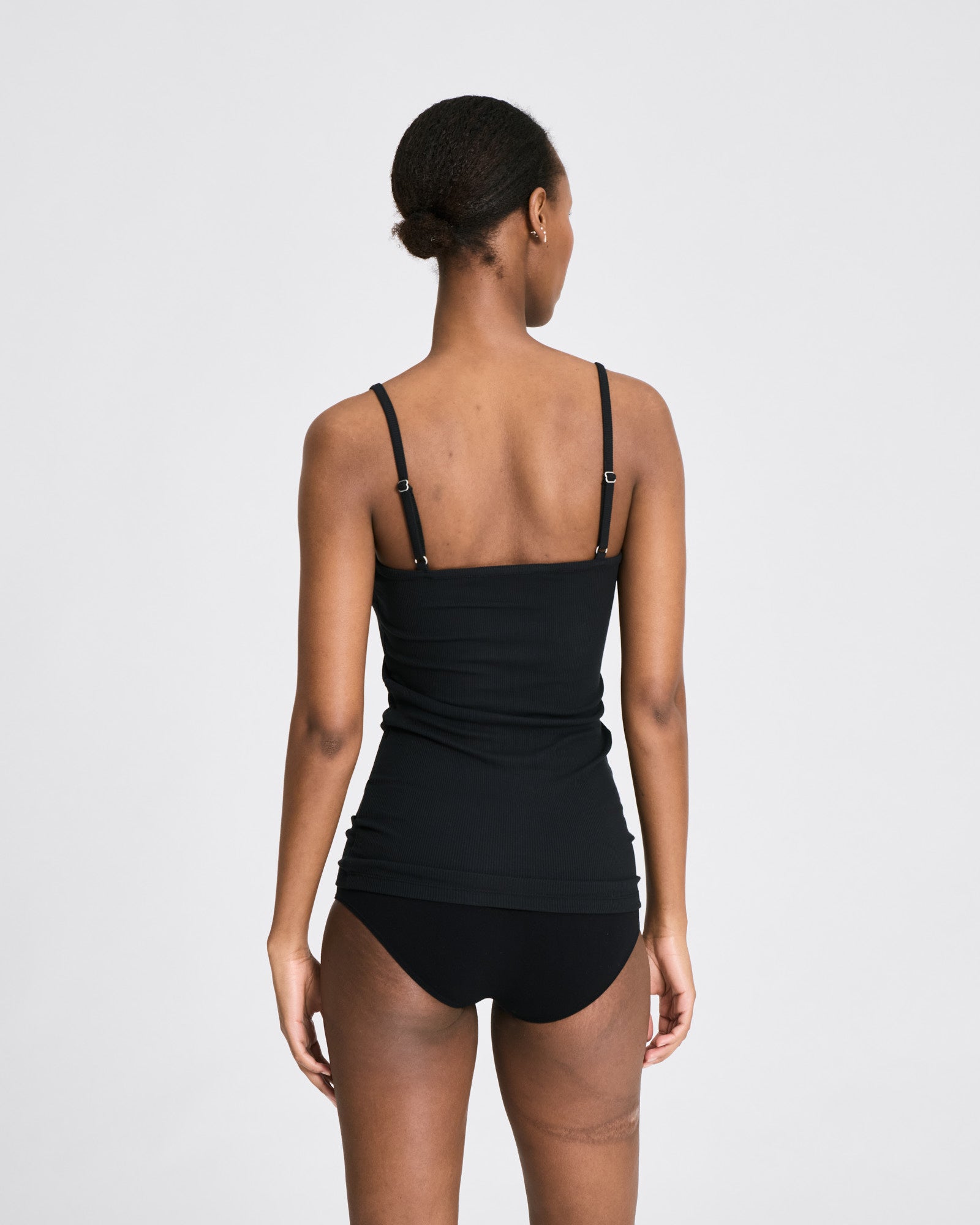 GAI+LISVA Cecilie Viscose Stretchable Strap Top 2x2 Rib Tops & T-shirts 652 Stretch Limo Black
