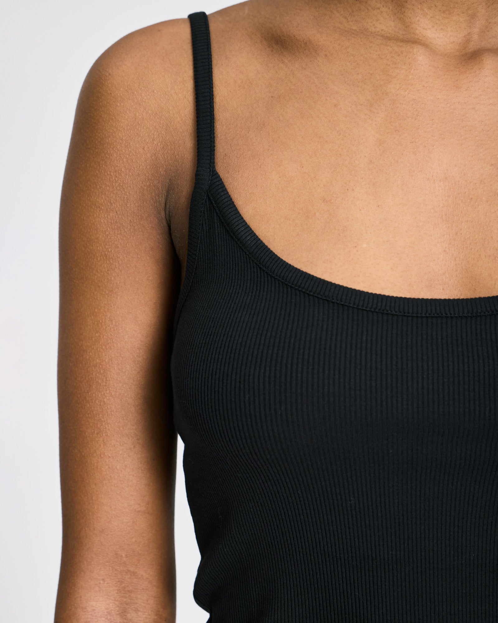 GAI+LISVA Cecilie Viscose Stretchable Strap Top 2x2 Rib Tops & T-shirts 652 Stretch Limo Black
