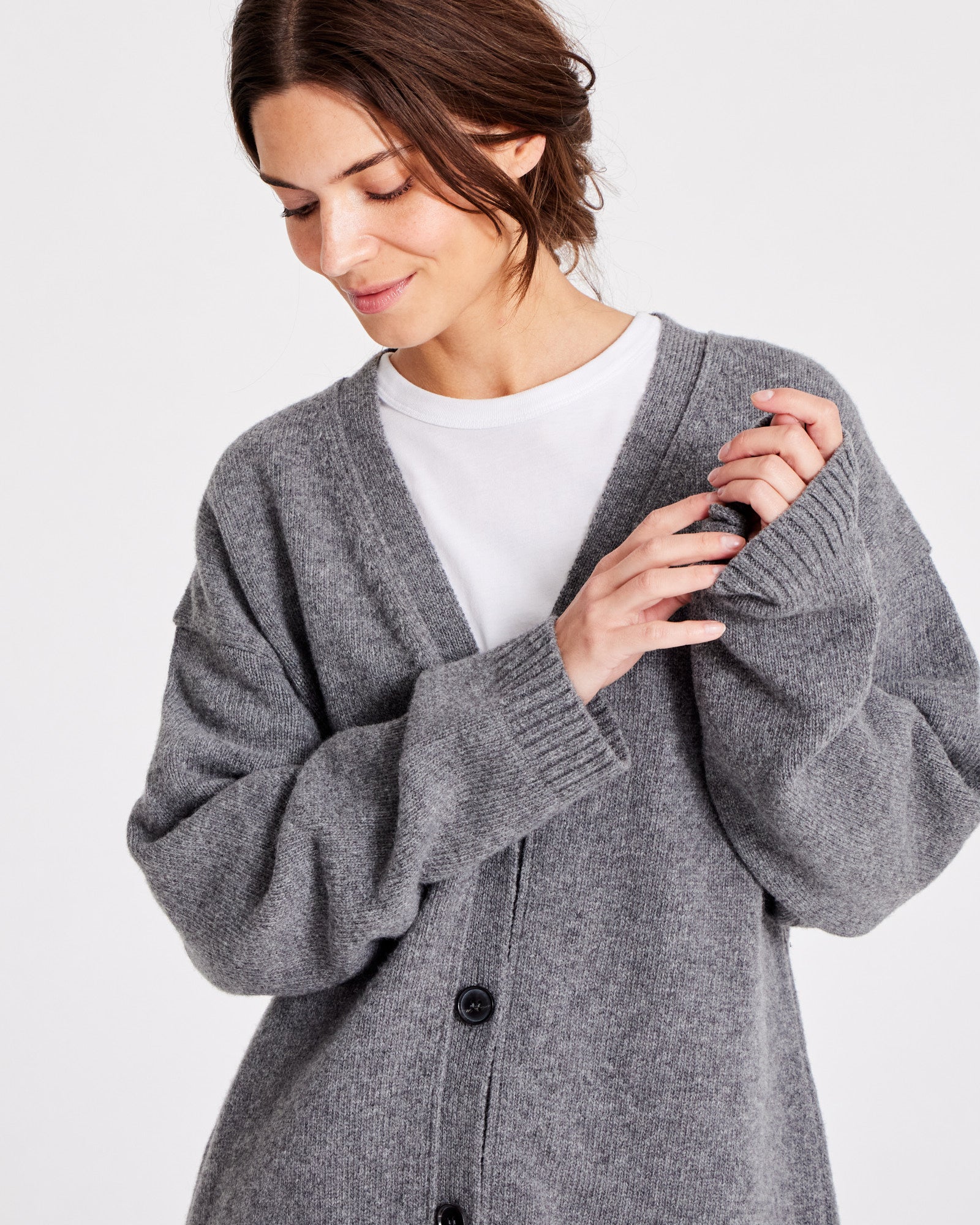 GAI+LISVA Edith Lambswool Cardigan GOTS 243975 Lambswool l Knitwear 631 Grafitti Grey Melangé