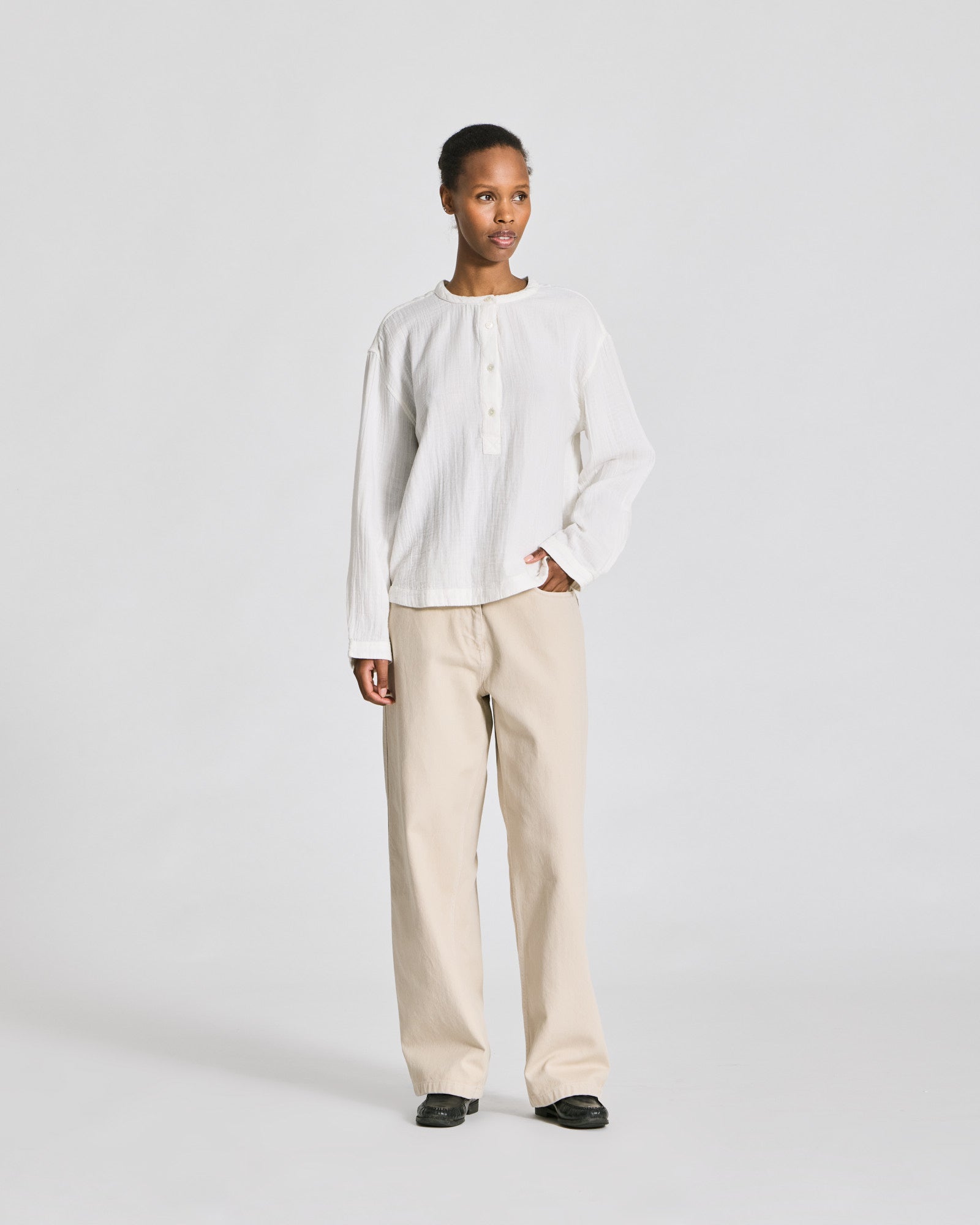 GAI+LISVA Gunhild L/S Double Cloth Shirt GOTS Shirts & Blouses 124 Whisper White