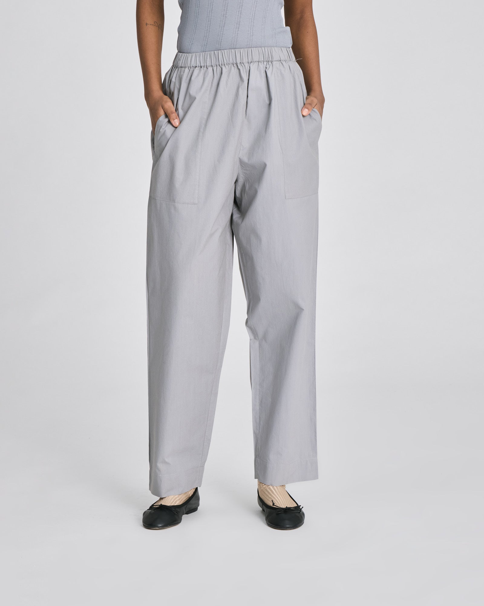 GAI+LISVA Jasmin Poplin Pants GOTS Trousers & Shorts 701 Monument