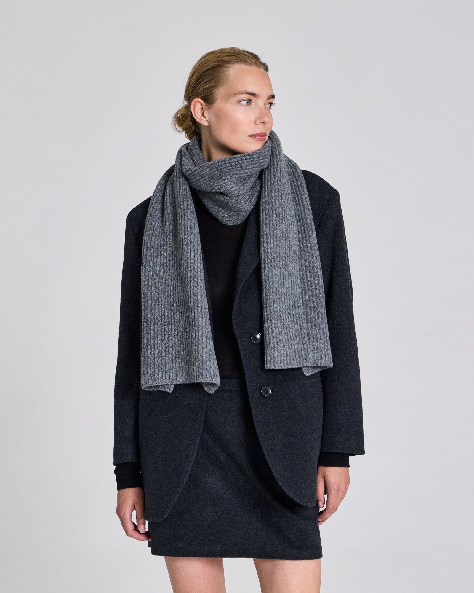 GAI+LISVA Klarisa Lambswool Scarf Lambswool l Knitwear 631 Grafitti Grey Melangé