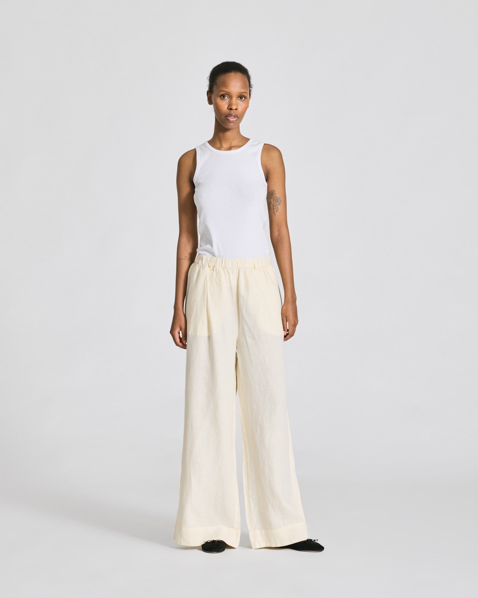 GAI+LISVA Leonora Linen Loose Pants GOTS Trousers & Shorts 124 Whisper White