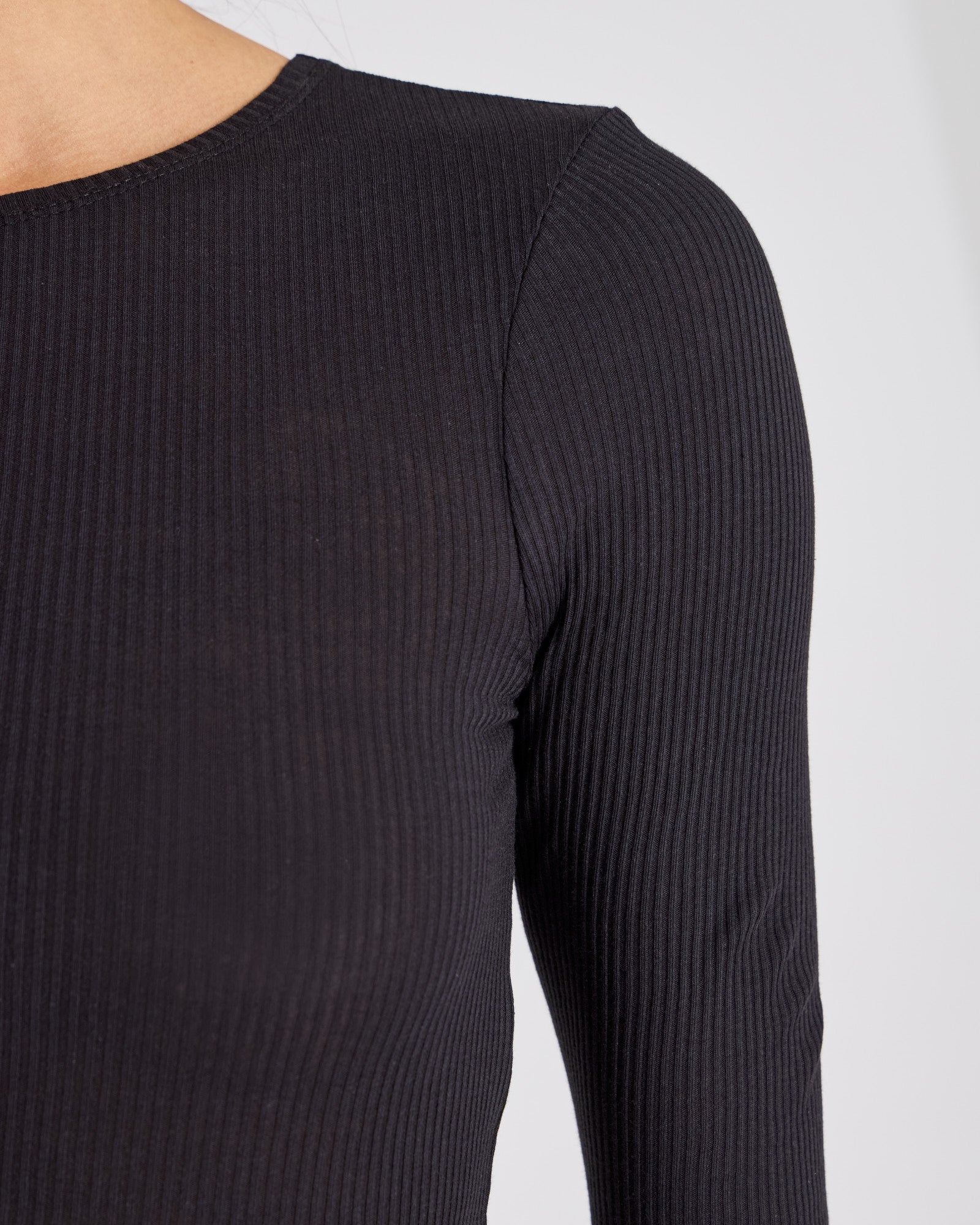 GAI+LISVA Lise L/S Cotton Top 3x2x Rib GOTS 243975 Top 650 Black