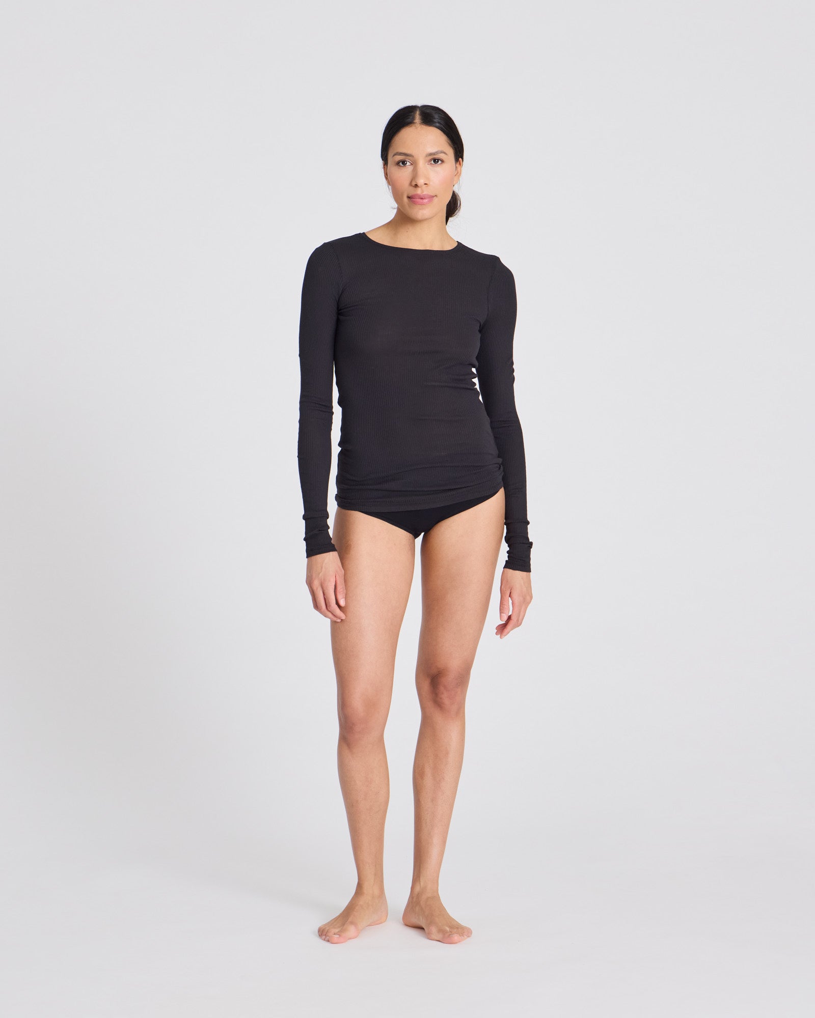 GAI+LISVA Lise L/S Cotton Top 3x2x Rib GOTS 243975 Top 650 Black