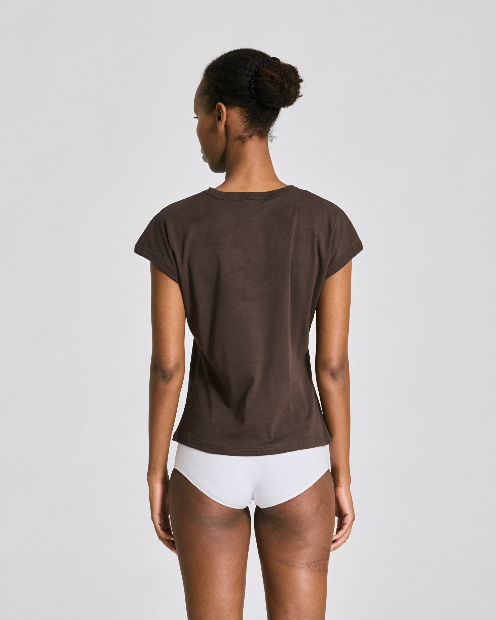 GAI+LISVA Malou S/S Cotton 1x1 Rib Tee GOTS Tops & T-shirts 681 Mulch
