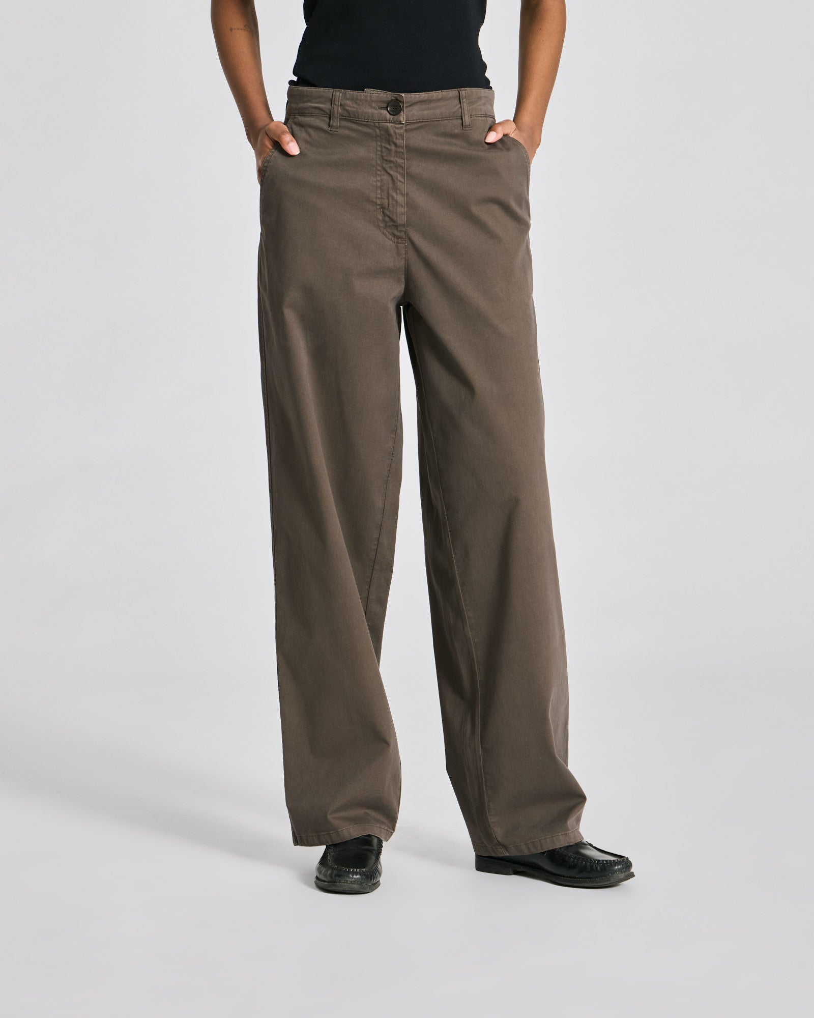 GAI+LISVA Natalie Cotton Stretched Twill Pants Trousers & Shorts 651 Black Olive