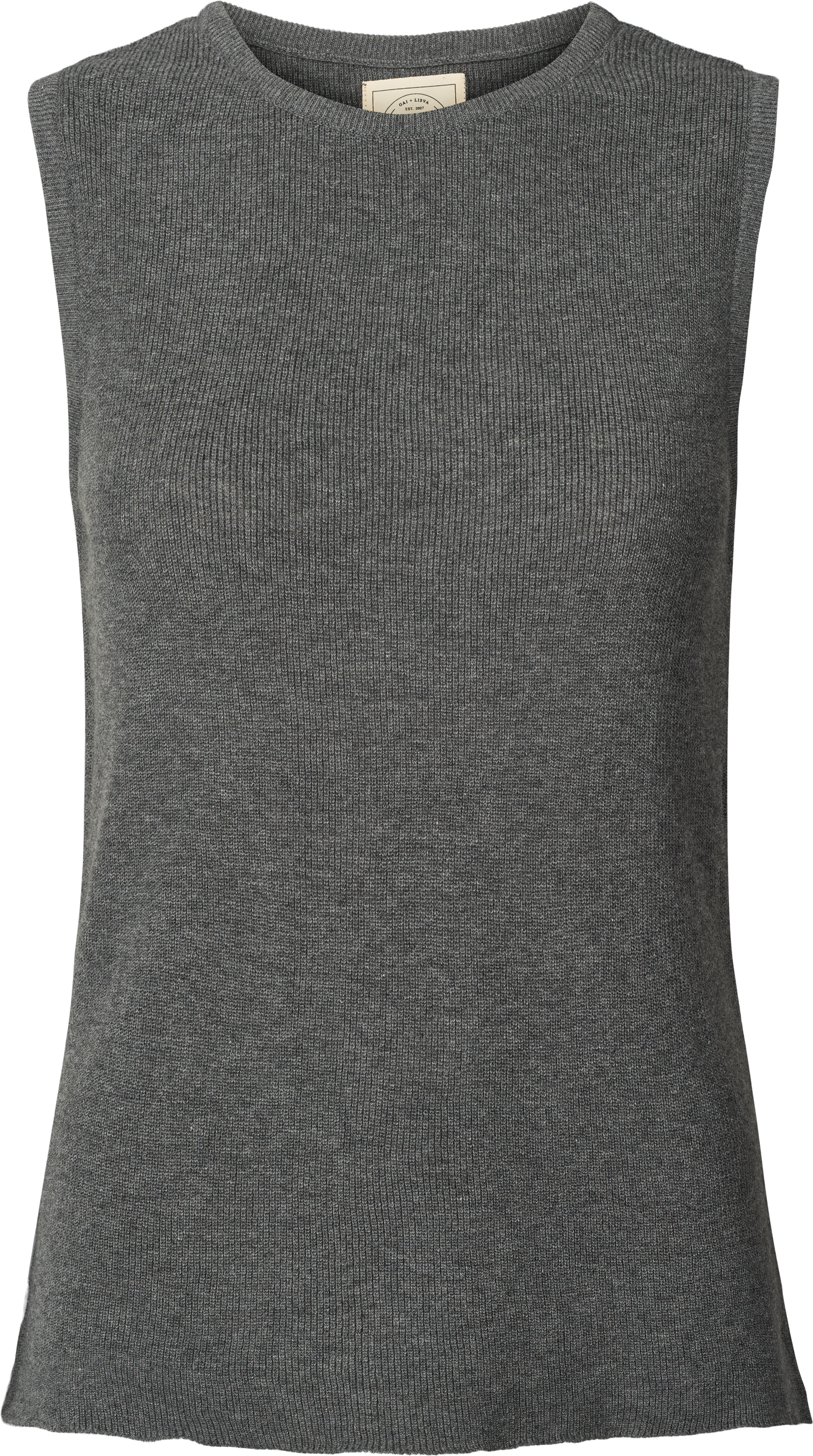 GAI+LISVA Sofie Knit Tank GOTS 243975 Knitwear 605 Dark Grey Melangè