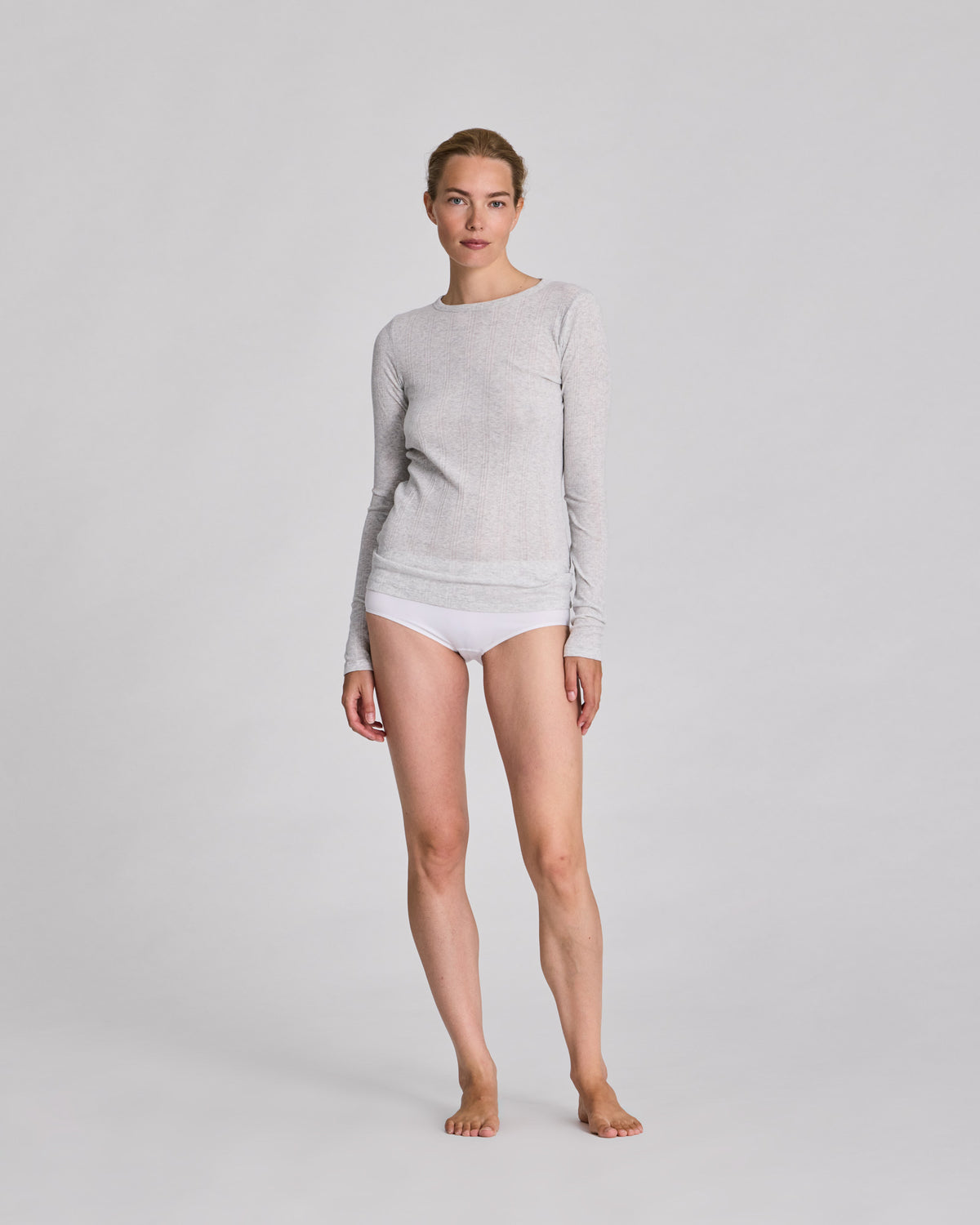 GAI+LISVA Thyra L/S Cotton Top Tops & T-shirts 601 Light Grey Melange