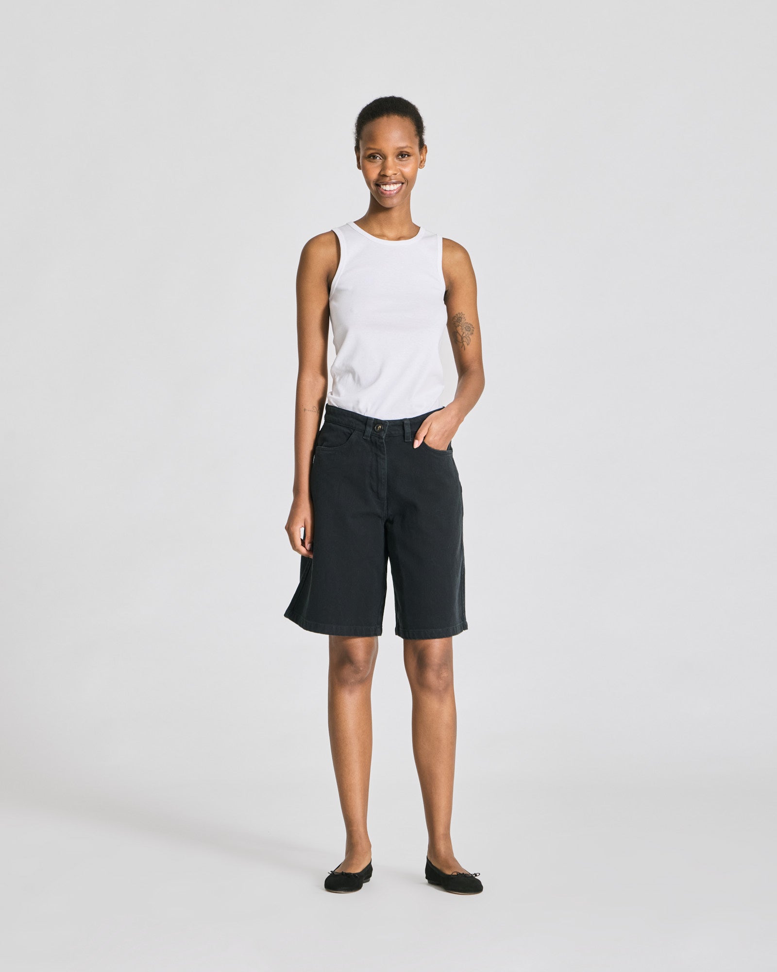 GAI+LISVA Tina Twill Shorts GOTS Trousers & Shorts 652 Stretch Limo Black