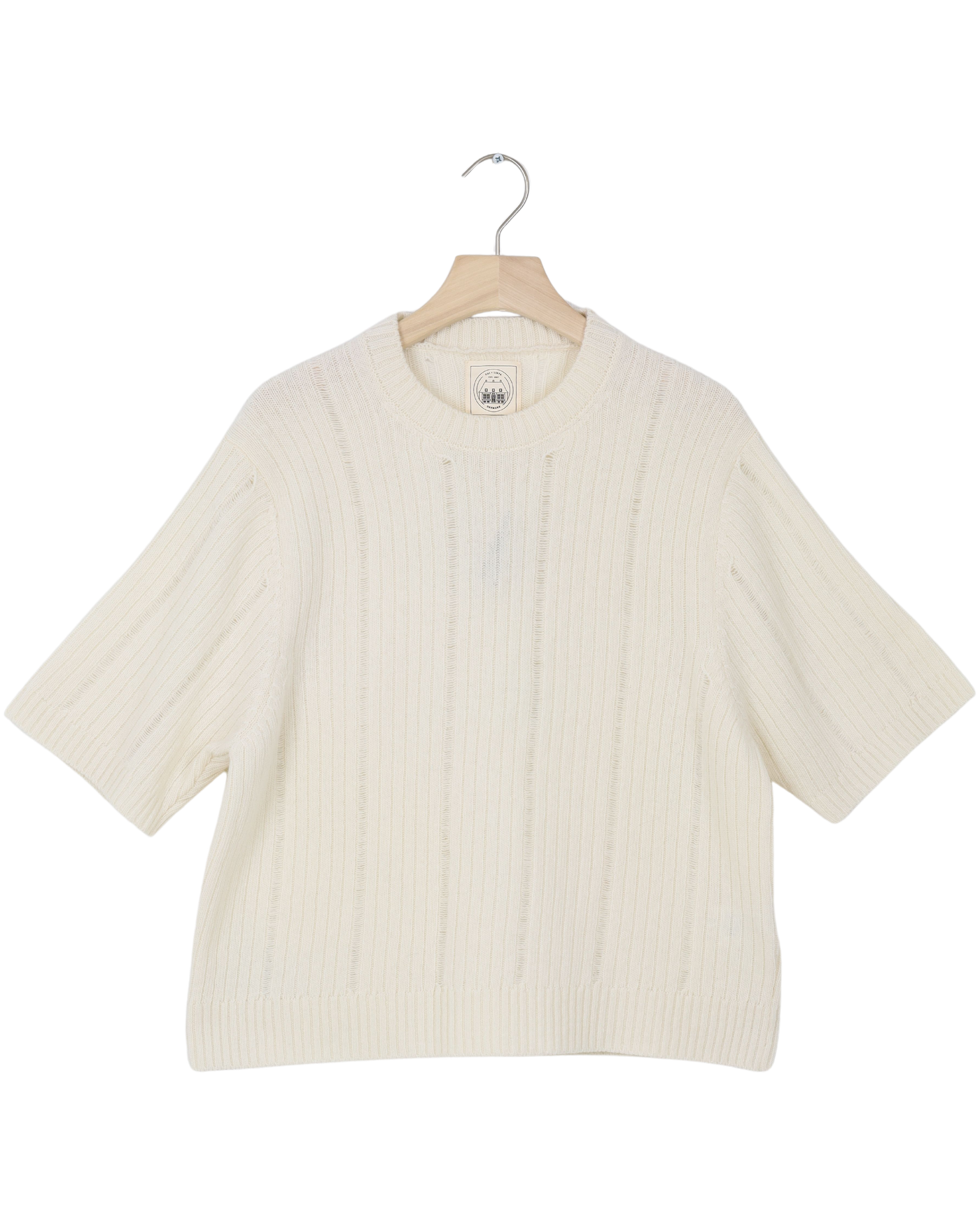 Secondhand Tulle S/S Drop Needle Lambswool Knit GOTS - Whisper White