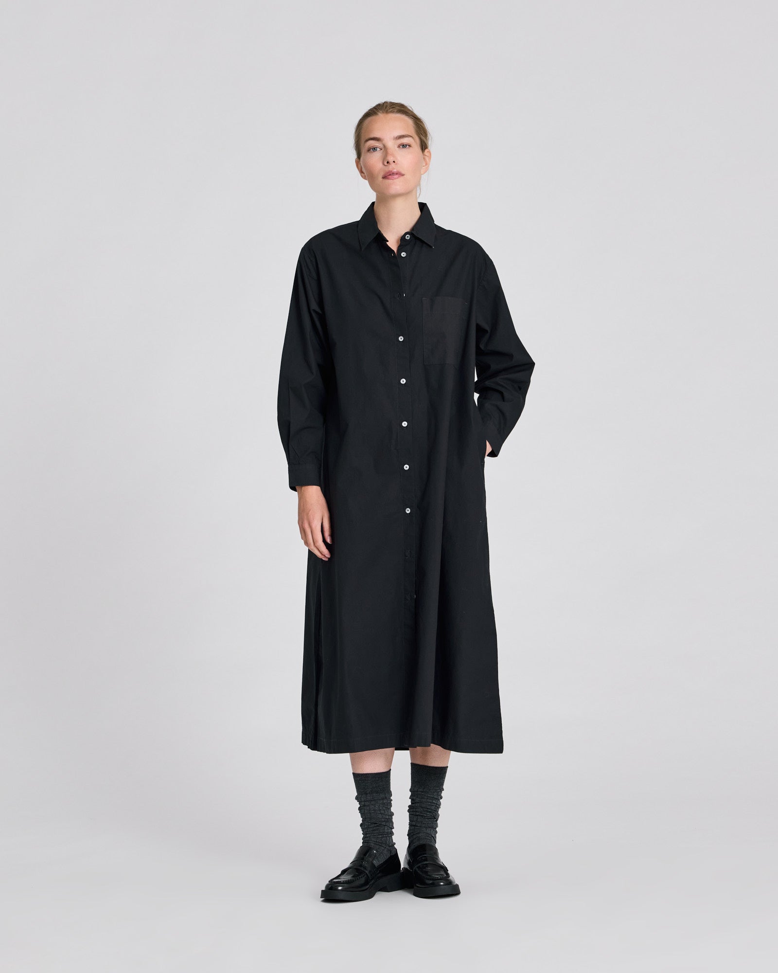GAI+LISVA Alba Poplin Shirt Dress Dresses & Skirts 652 Stretch Limo Black