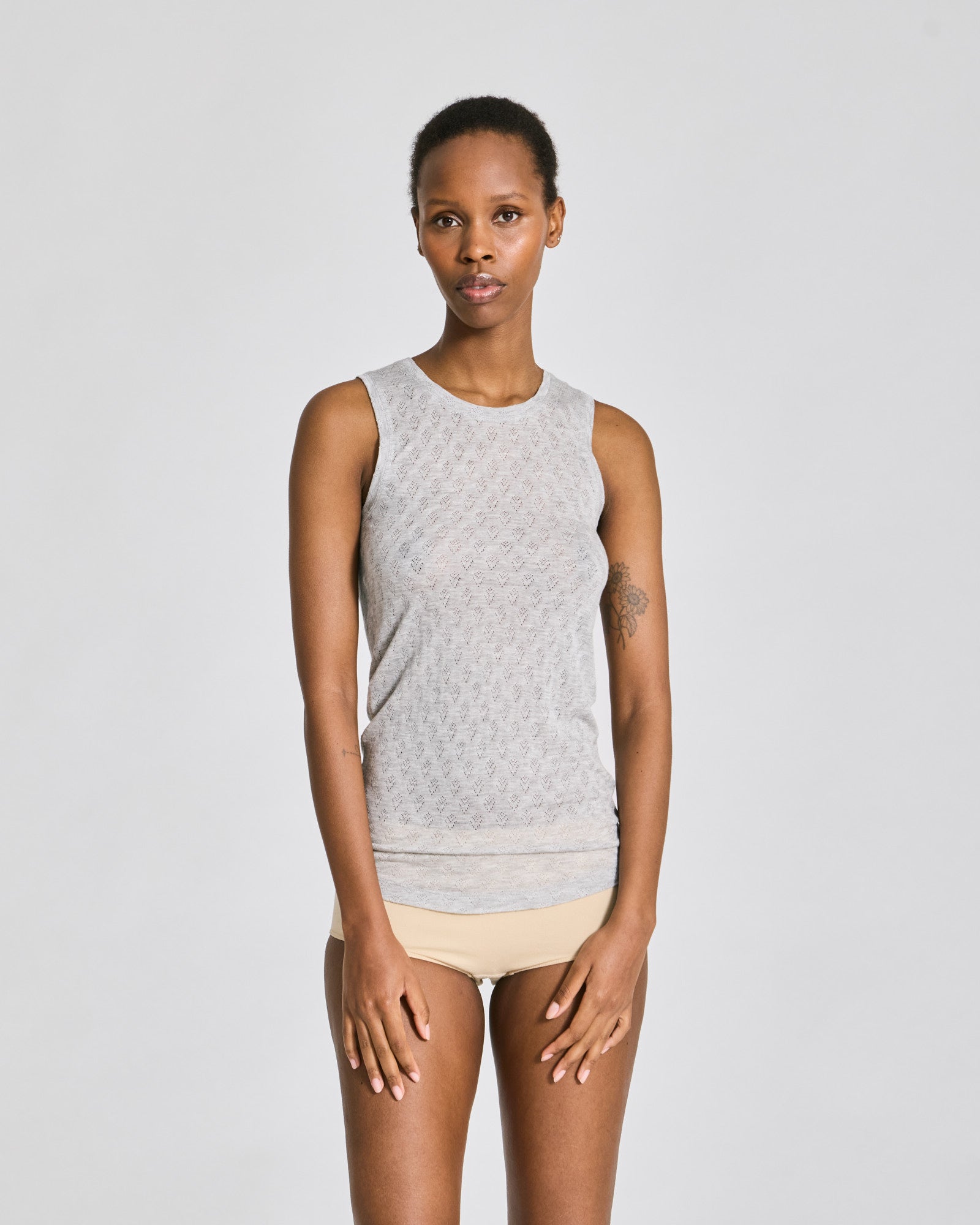 GAI+LISVA Alberte S´less Silk Top Tops & T-shirts 601 Light Grey Melange