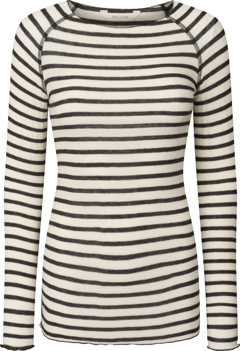 GAI+LISVA Amalie Wool Top Top 196 Reverse Dark Grey Stripe