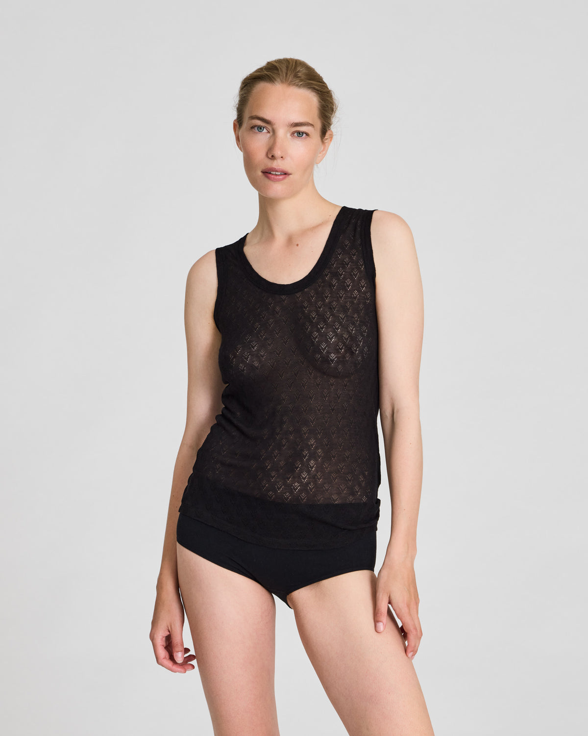 GAI+LISVA Anastasia S´less Silk Top Tops & T-shirts 652 Stretch Limo Black