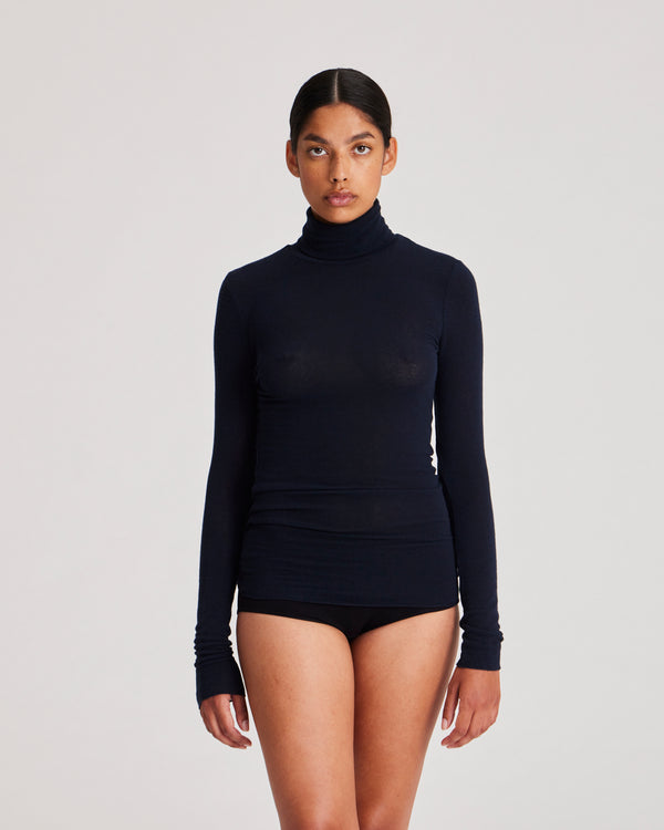 GAI+LISVA Anna Wool Turtleneck Top 181 Midnight Blue