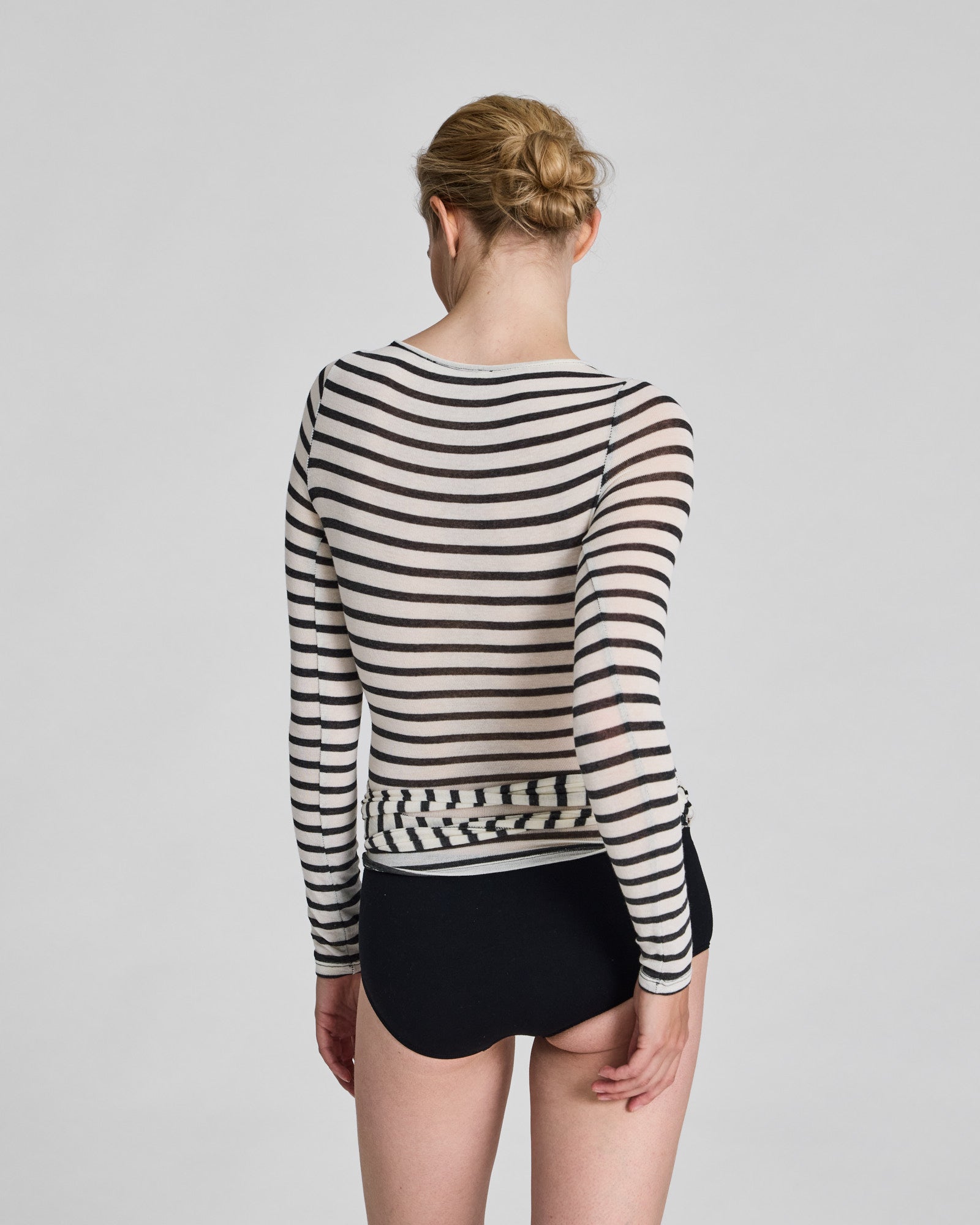 GAI+LISVA Anne Striped Wrap Tops & T-shirts 964 Ecru / Grafite Sailor Stripe