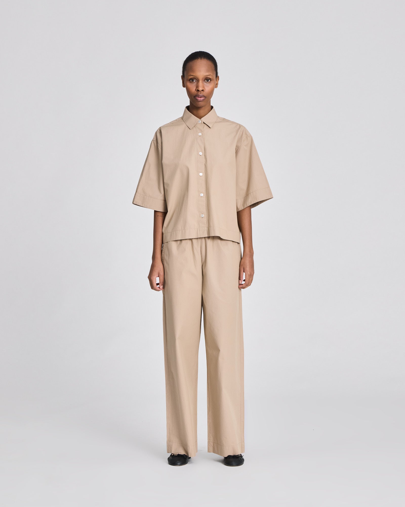 GAI+LISVA Astrid S/S Poplin Shirt GOTS Shirts & Blouses 735 Chinchilla