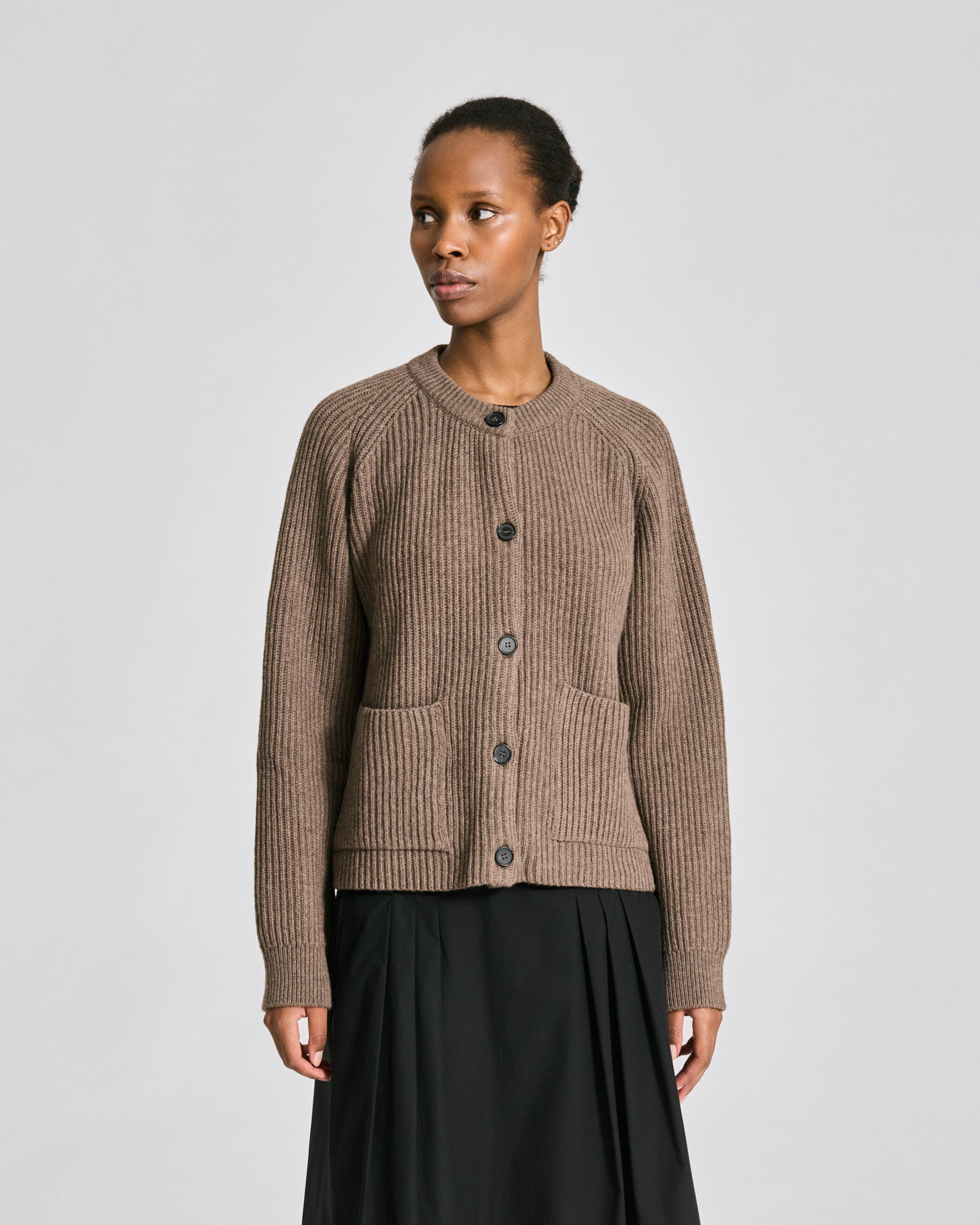 GAI+LISVA Augusta L/S Cardigan Lambswool Knit GOTS Lambswool l Knitwear 756 Mole Melangé