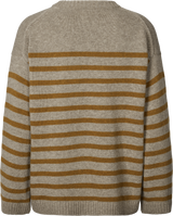 GAI+LISVA Barbera Stripe Lambswool Jumper Knit 136 Stone Grey / Dried Tobacco