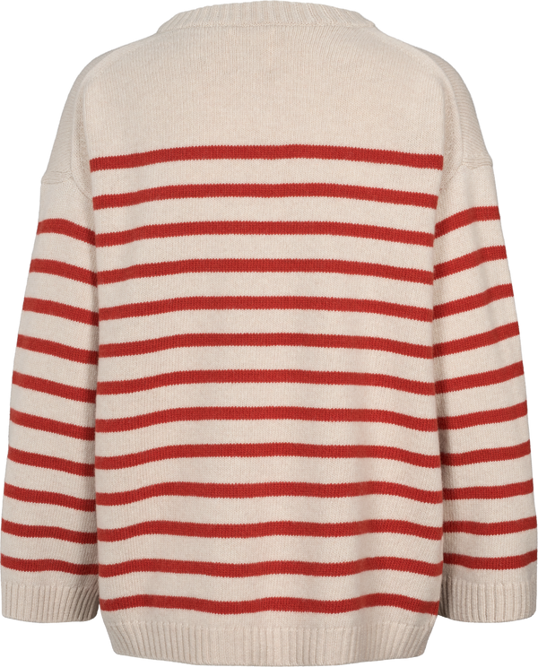 GAI+LISVA Barbera Stripe Lambswool Jumper Knit 142 Island Fossil / Raspberry