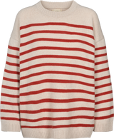 GAI+LISVA Barbera Stripe Lambswool Jumper Knit 142 Island Fossil / Raspberry