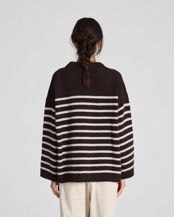 GAI+LISVA Barbera Stripe Lambswool Jumper Knit 681 Mulch