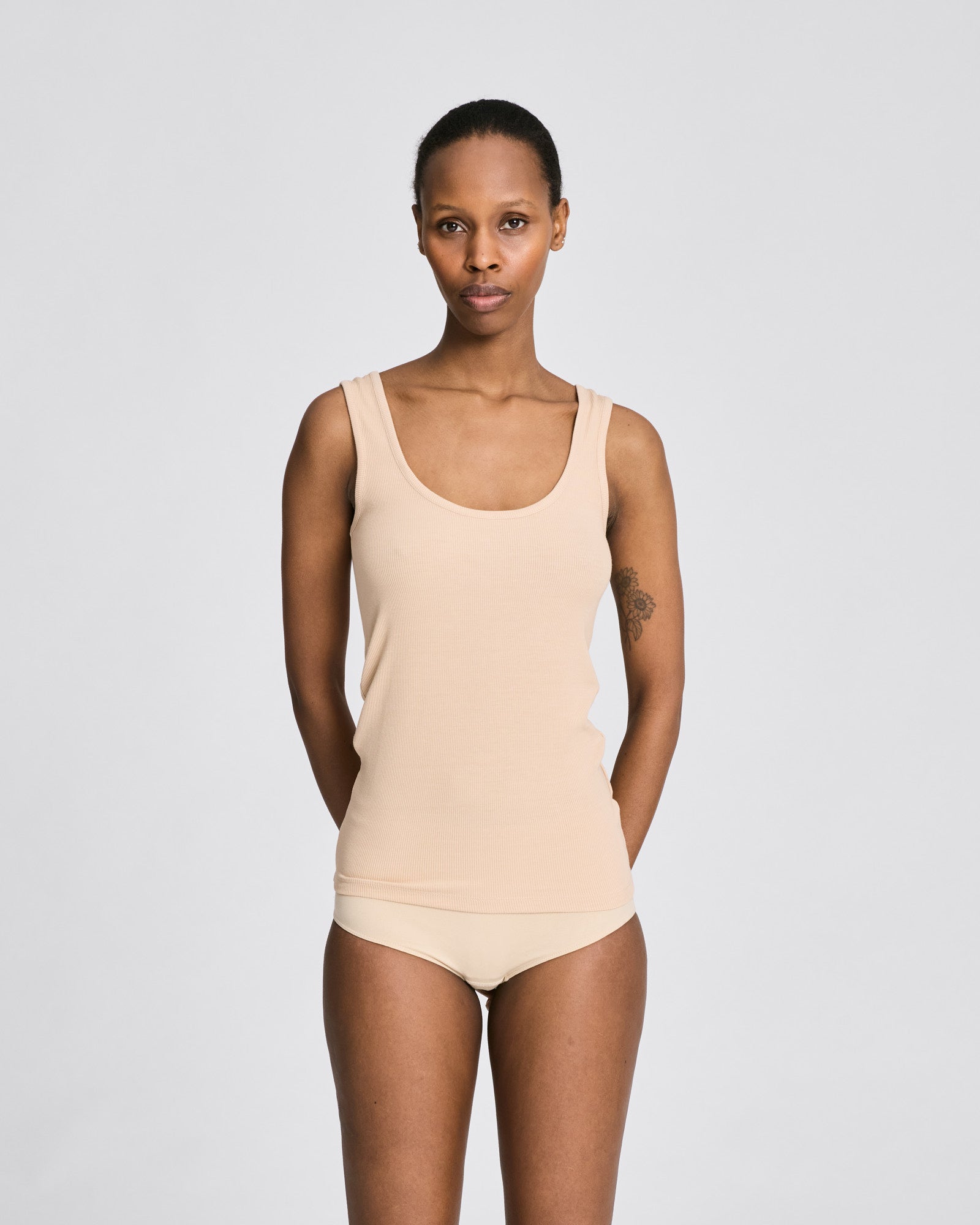 GAI+LISVA Bodil Viscose S´less Stretchable Top 2x2 Rib Tops & T-shirts 763 Oat