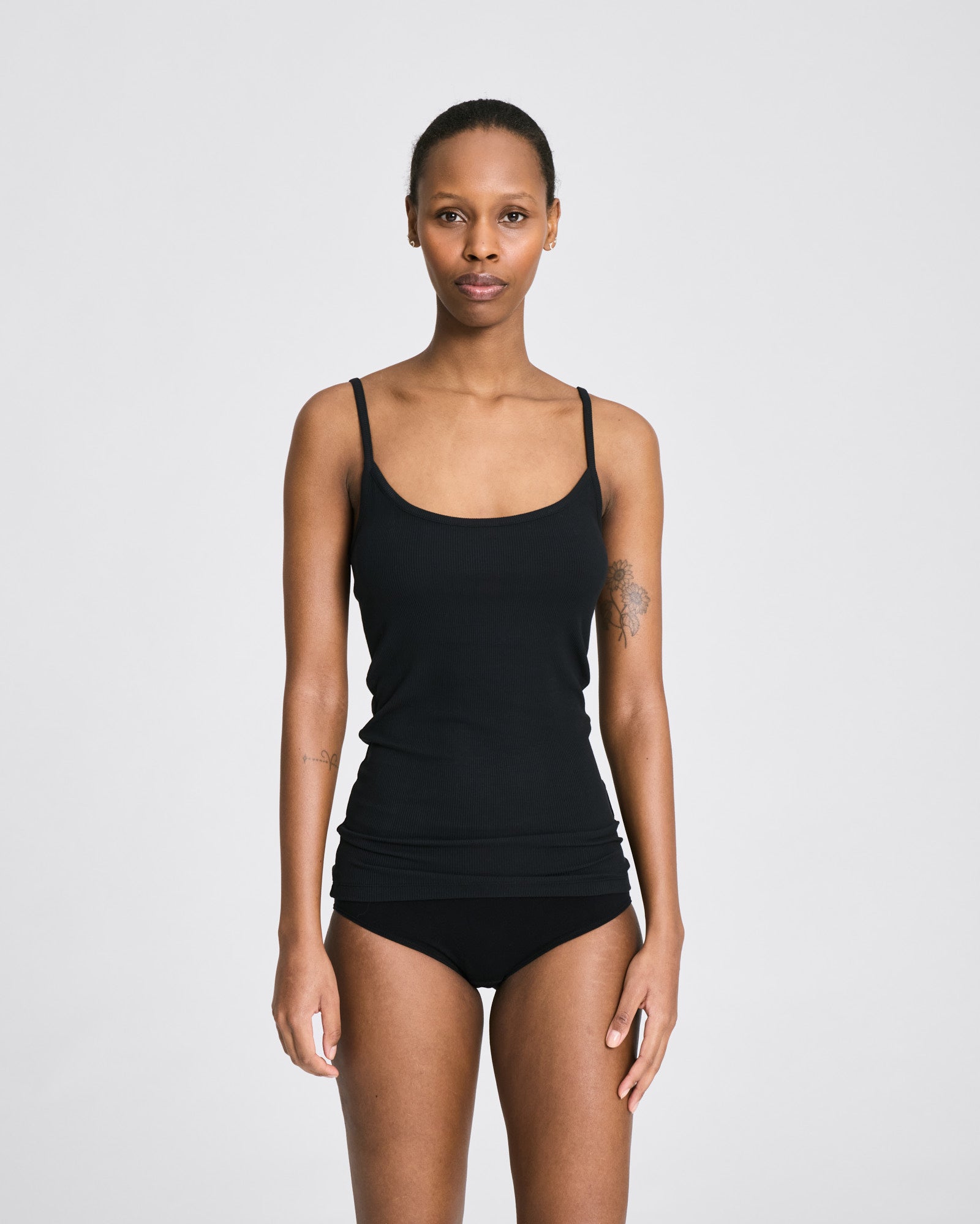 GAI+LISVA Cecilie Viscose Stretchable Strap Top 2x2 Rib Tops & T-shirts 652 Stretch Limo Black