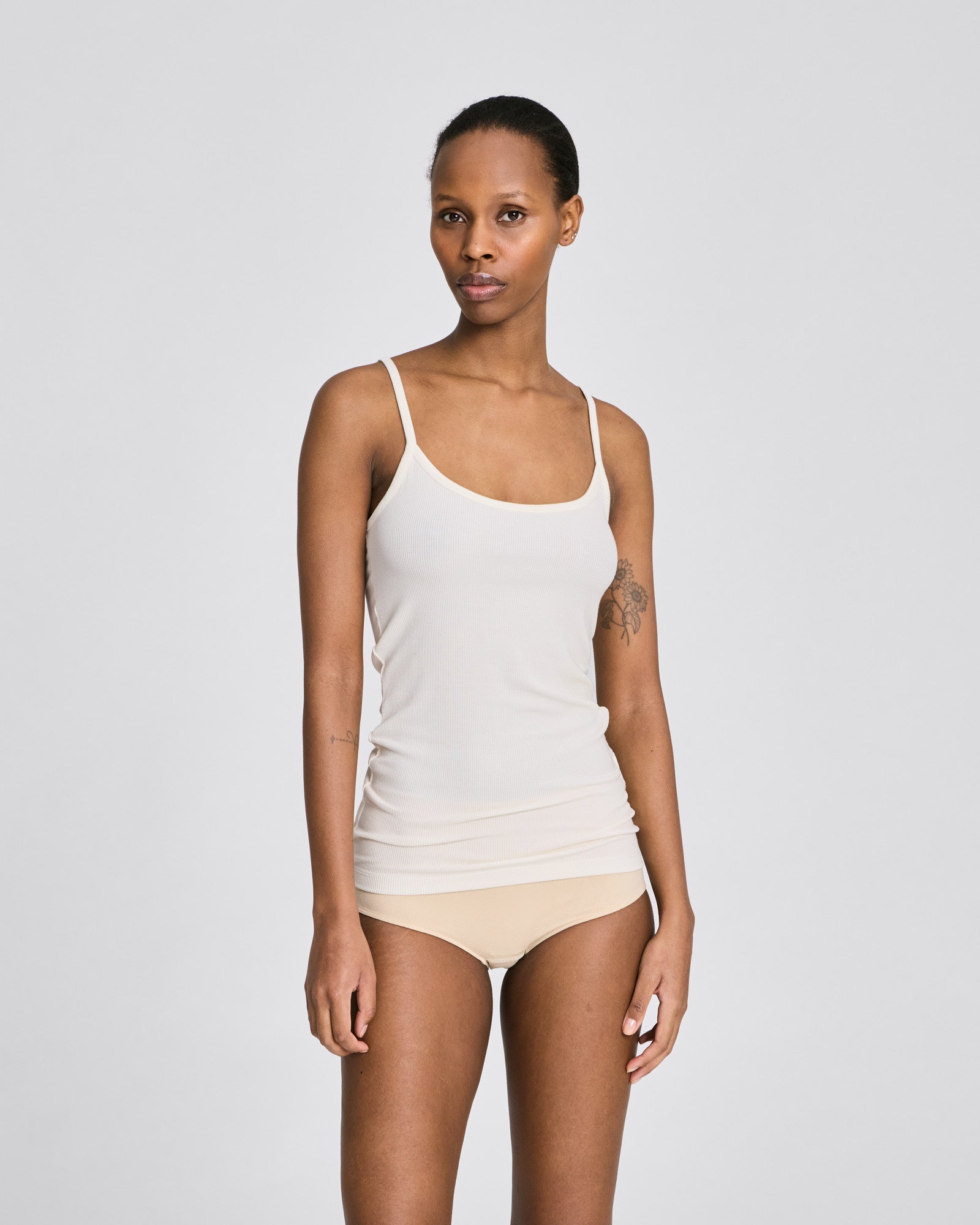 GAI+LISVA Cecilie Viscose Stretchable Strap Top 2x2 Rib Tops & T-shirts 762 Egret