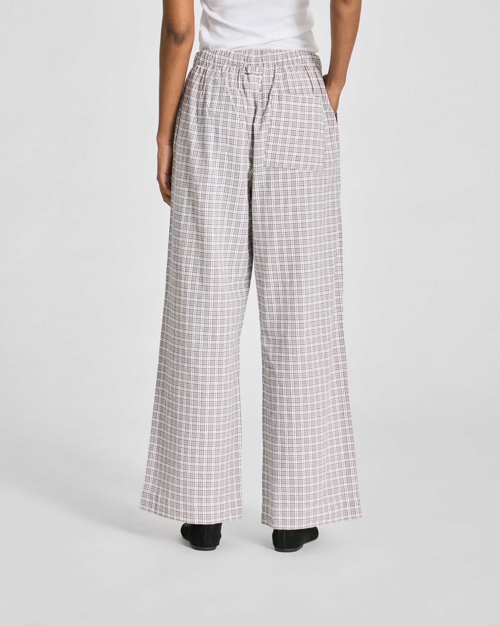 GAI+LISVA Christine Checkered Poplin Pants GOTS Trousers & Shorts 740 Ecru Checkered