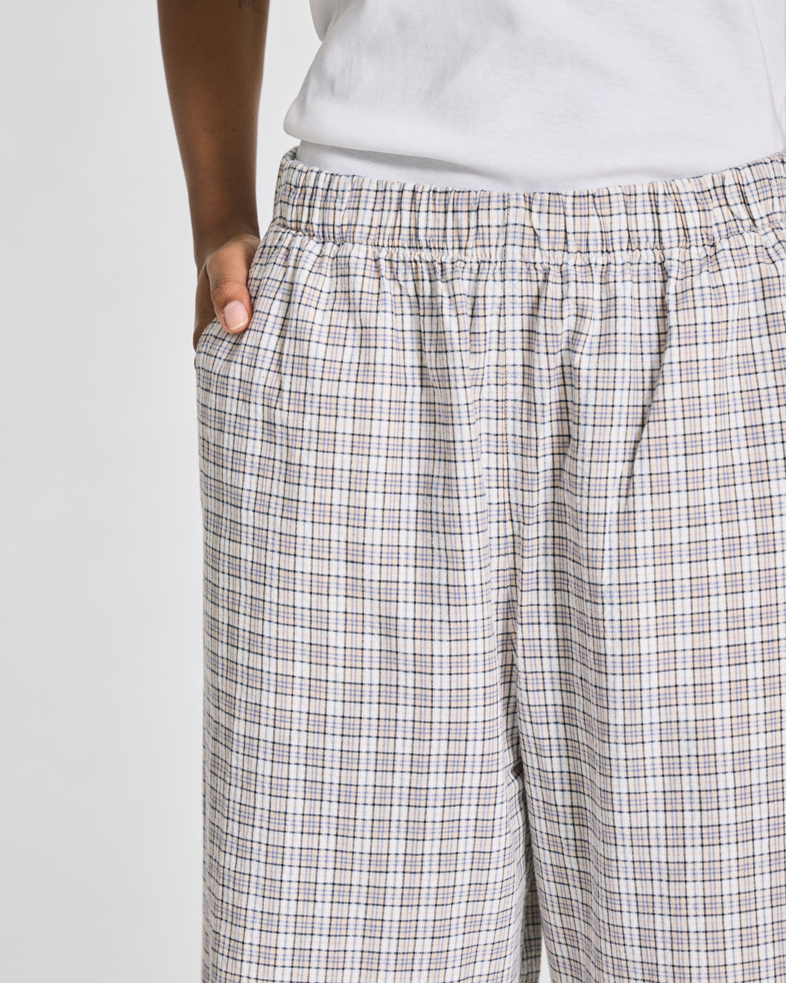 GAI+LISVA Christine Checkered Poplin Pants GOTS Trousers & Shorts 740 Ecru Checkered