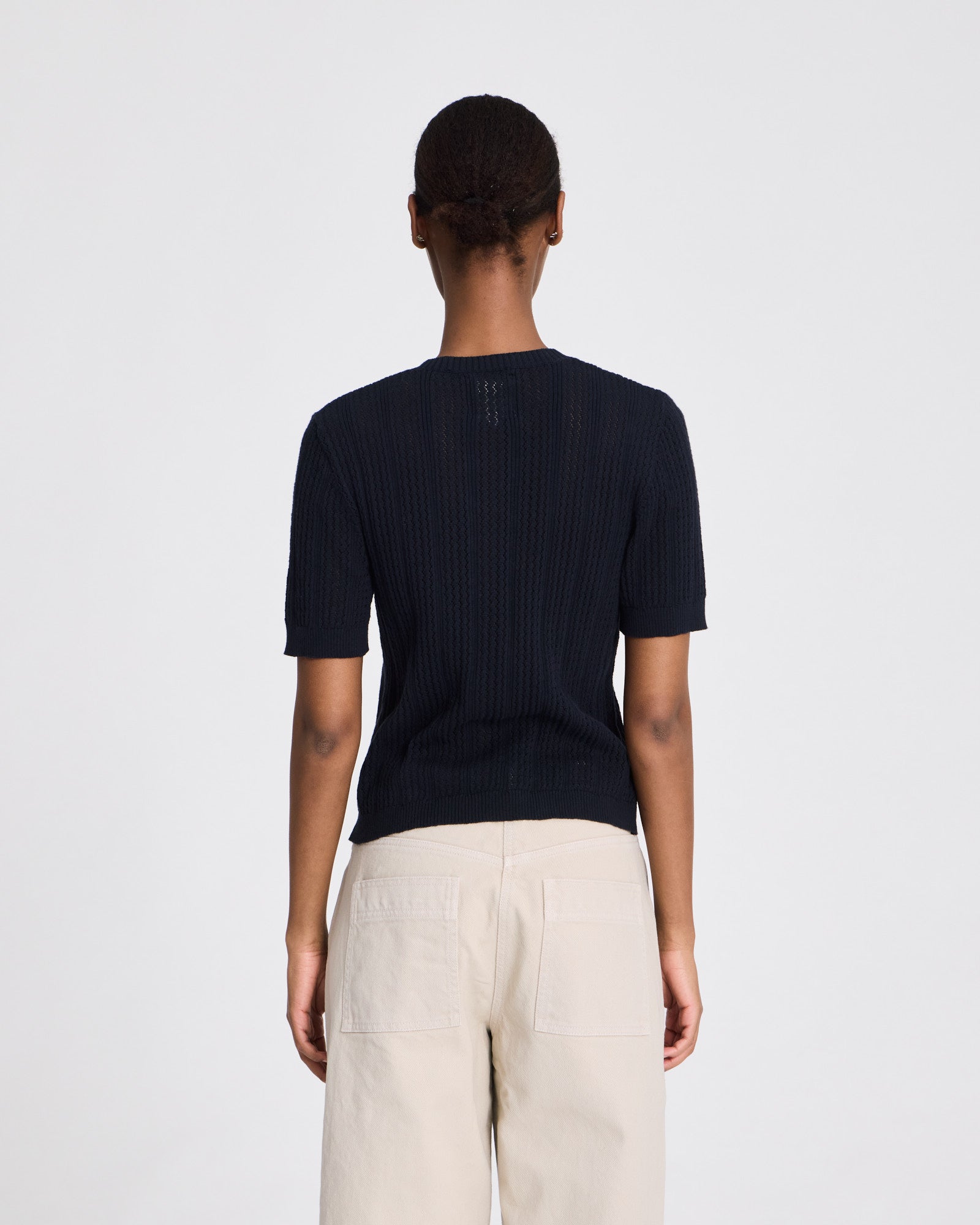 GAI+LISVA Delia S/S Cardigan Cotton Pointel Knit GOTS Cotton l Knitwear 181 Midnight Blue