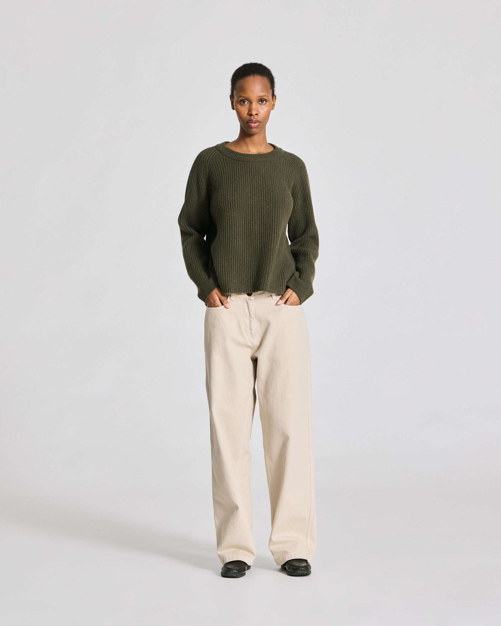 GAI+LISVA Dorthea L/S Pullover Lambswool Knit GOTS Lambswool l Knitwear 170 Olive Night Melangé