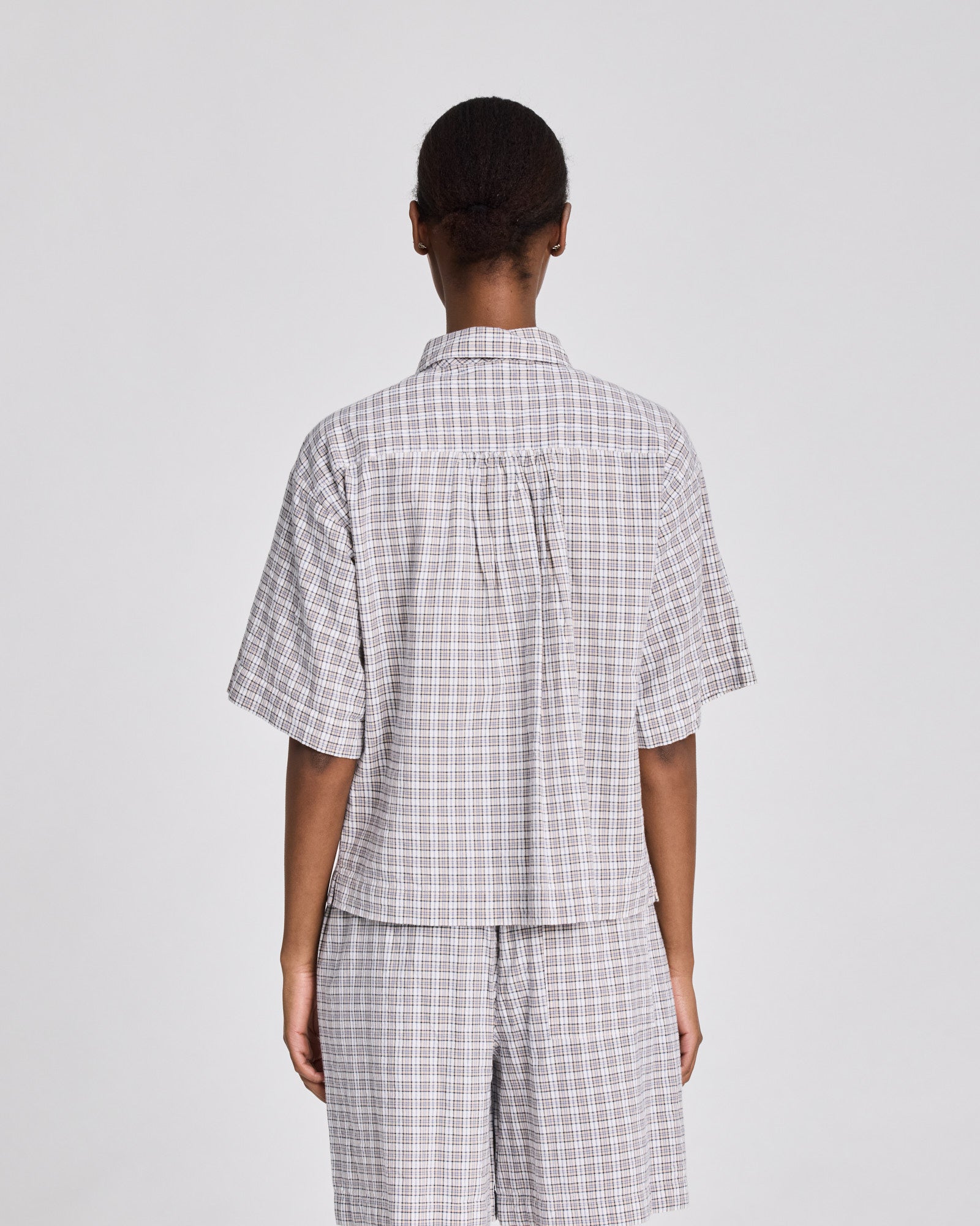 GAI+LISVA Elsa S/S Checkered Shirt W/Pockets GOTS Shirts & Blouses 740 Ecru Checkered
