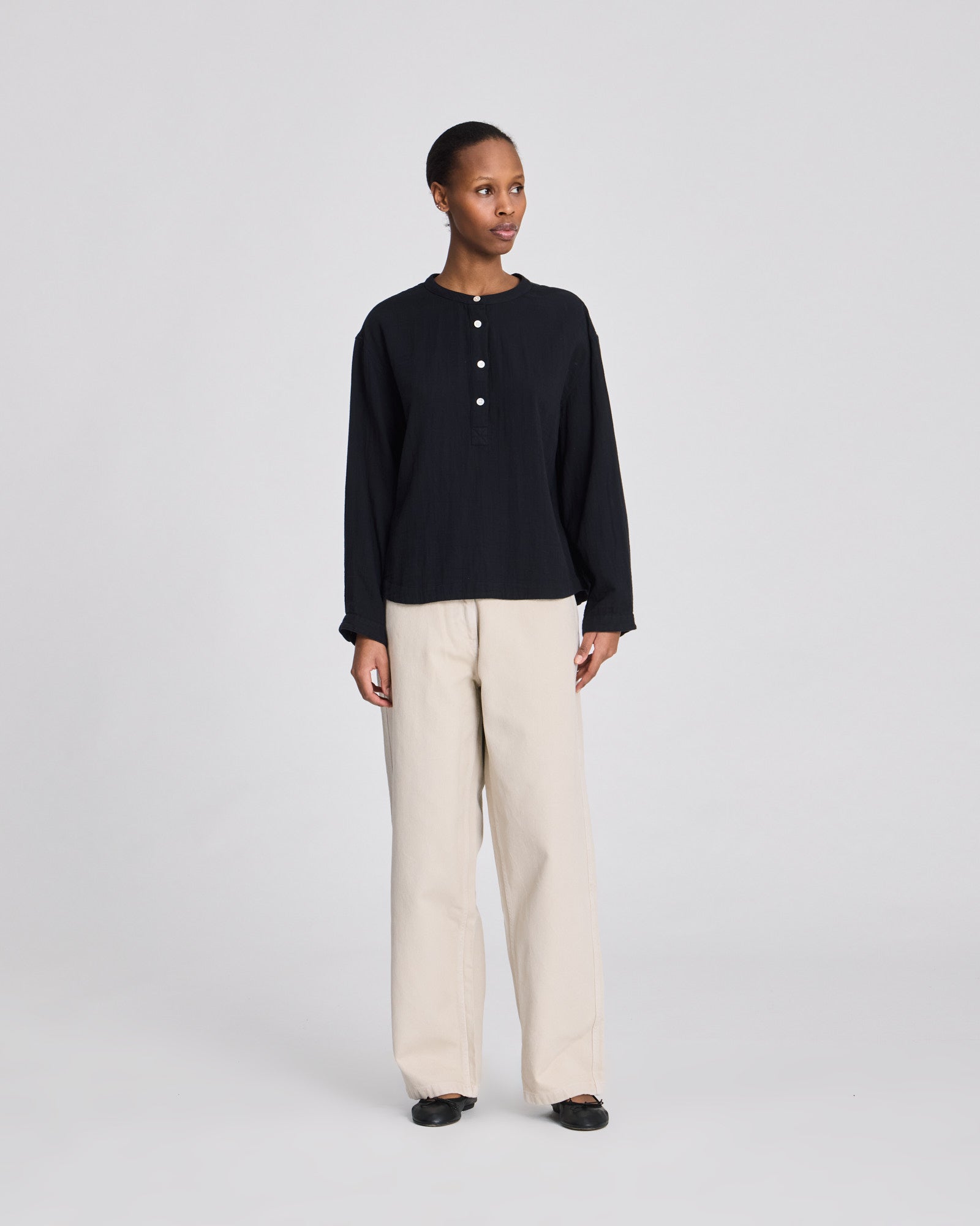 GAI+LISVA Gunhild L/S Double Cloth Shirt GOTS Shirts & Blouses 650 Black