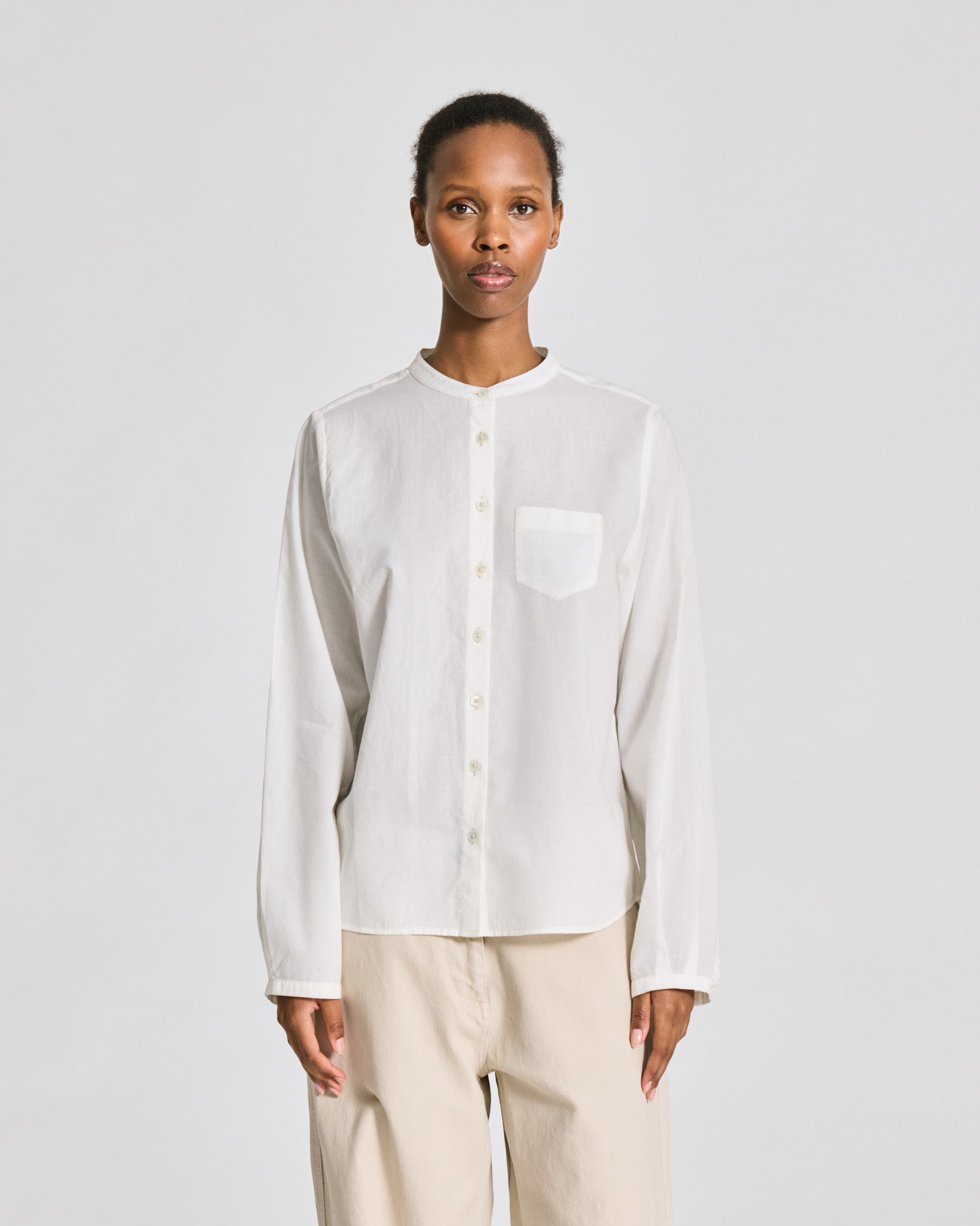 GAI+LISVA Helena L/S Cotton Stand Collar Voile Shirt Shirts & Blouses 762 Egret