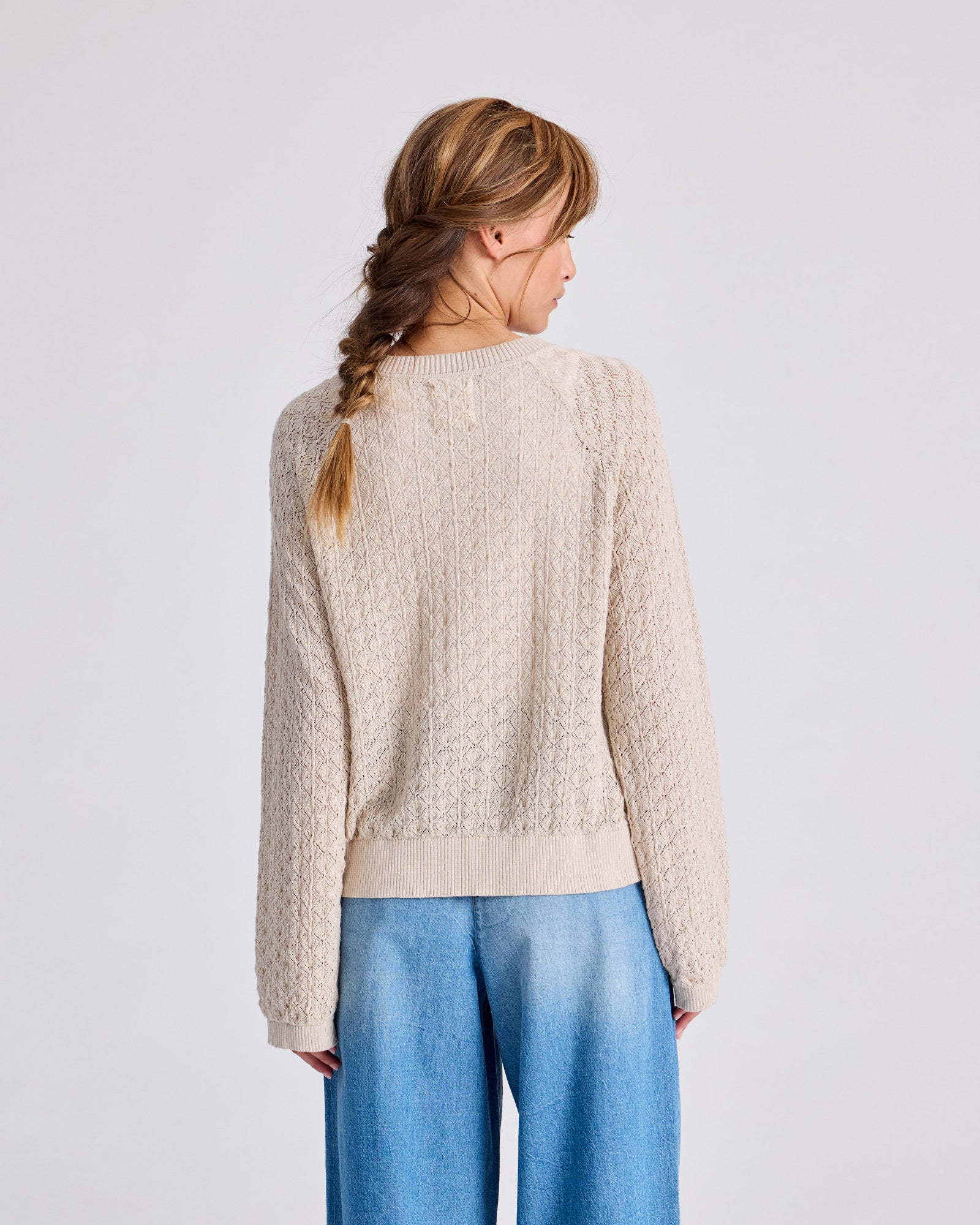 GAI+LISVA Ilse Cardigan Cotton Pointel Knit GOTS Cotton l Knitwear 139 Ancient Grey