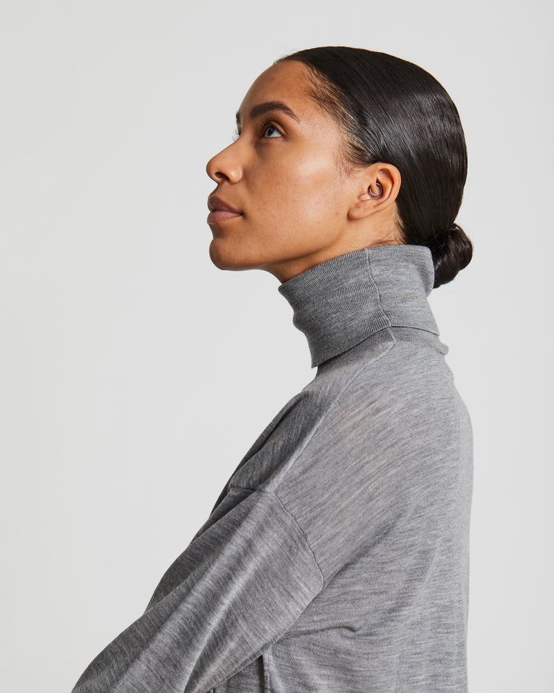 GAI+LISVA Julie Merino Turtleneck Knit 601 Light Grey Melange