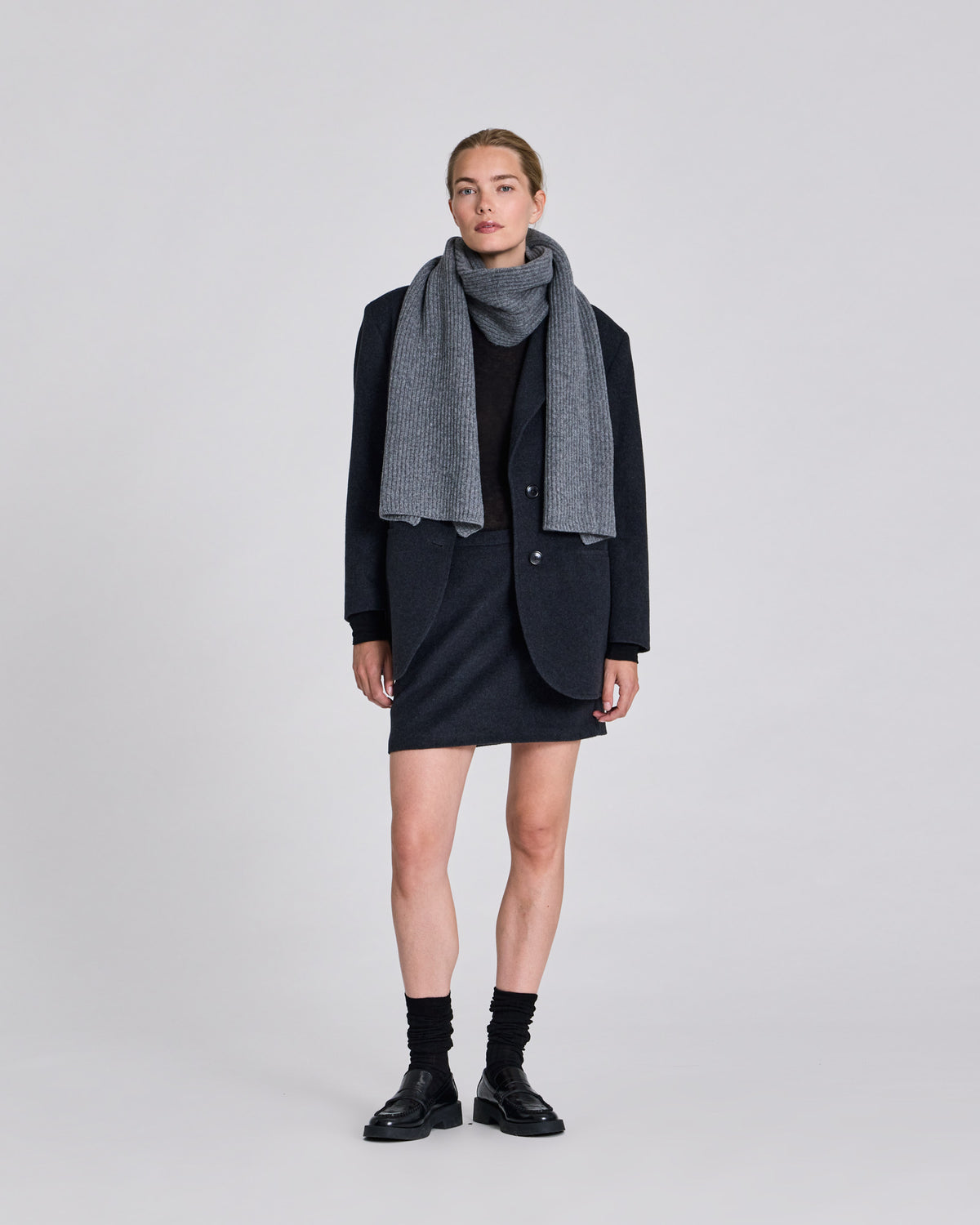 GAI+LISVA Klarisa Lambswool Scarf Lambswool l Knitwear 631 Grafitti Grey Melangé