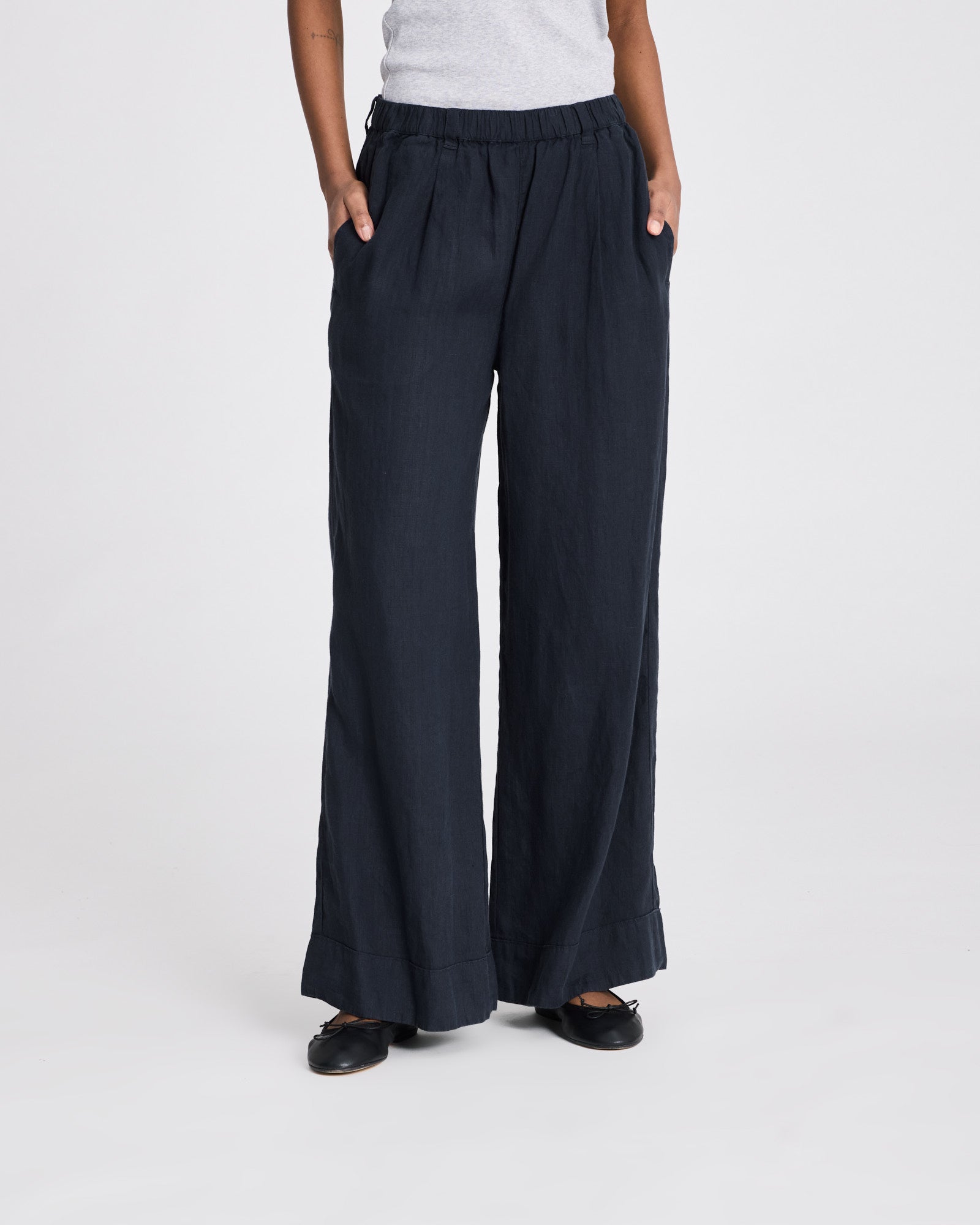 GAI+LISVA Leonora Linen Loose Pants GOTS Trousers & Shorts 181 Midnight Blue