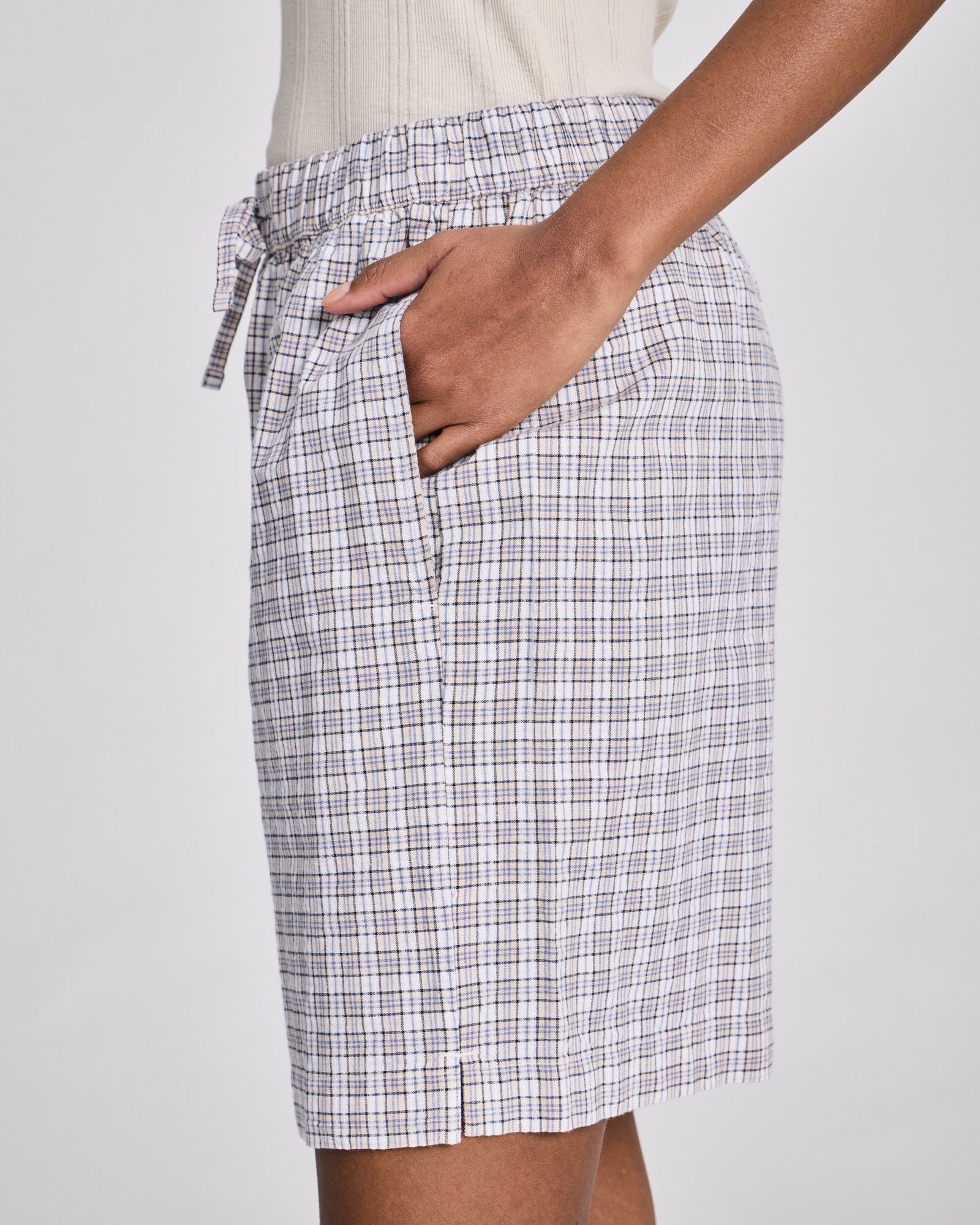 GAI+LISVA Lily Checkered Shorts GOTS Trousers & Shorts 740 Ecru Checkered