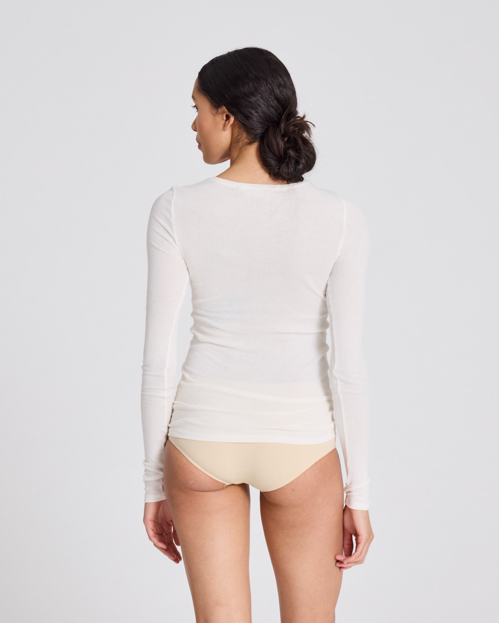 GAI+LISVA Lise L/S Cotton Top 3x2x Rib GOTS 243975 Top 150 Off White