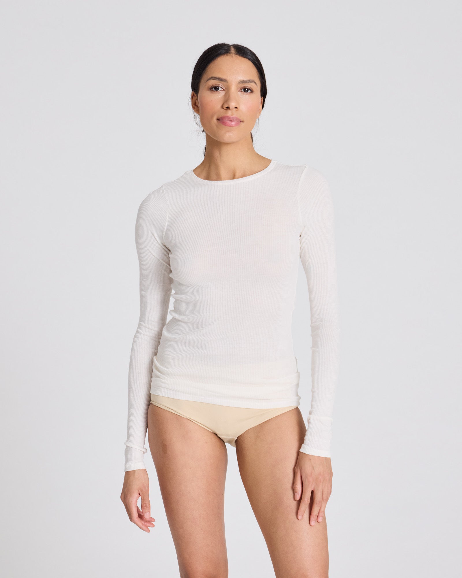 GAI+LISVA Lise L/S Cotton Top 3x2x Rib GOTS 243975 Top 150 Off White